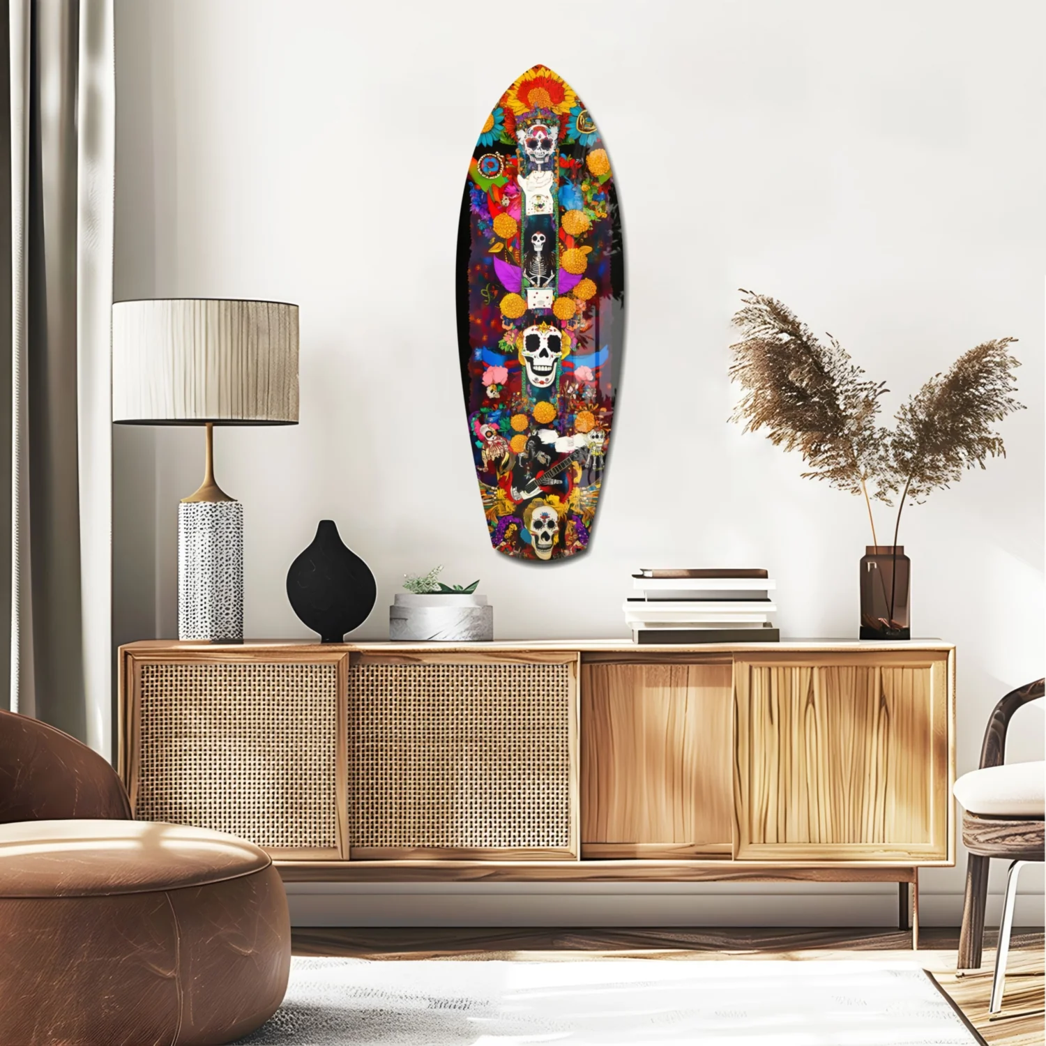 Colorful Skulls Glass Wall Art - Image 2