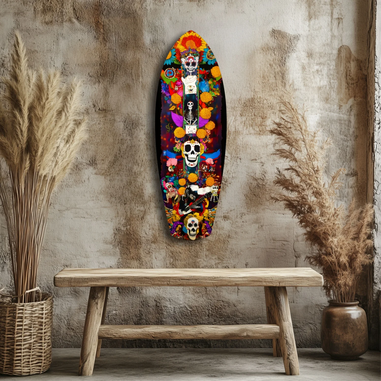 Colorful Skulls Glass Wall Art - Image 3