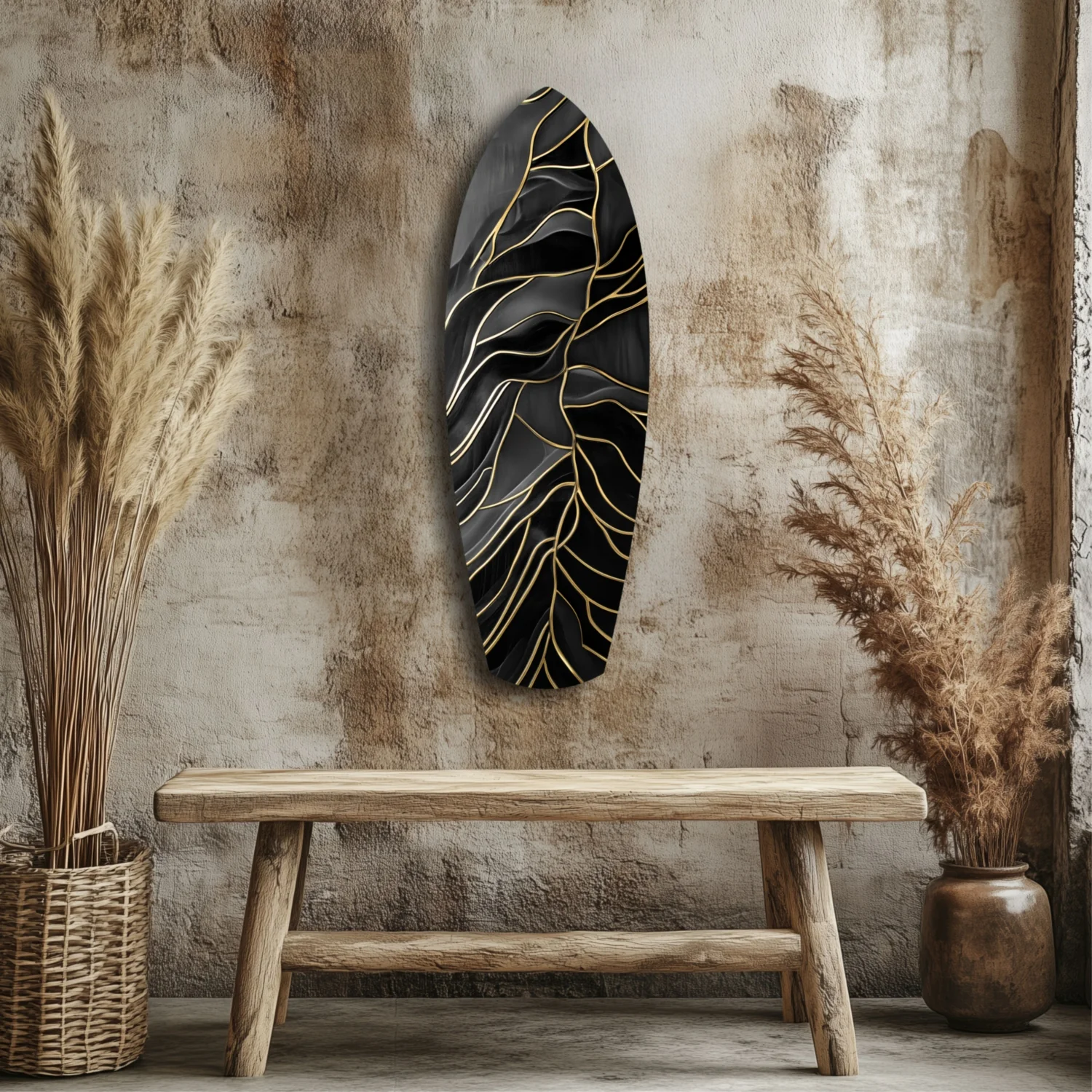 Golden Waves Glass Wall Art - Image 3