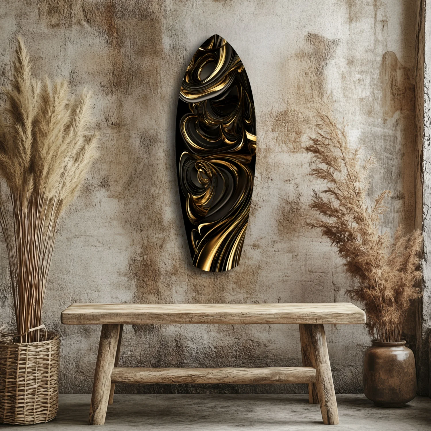 Golden Swirls Glass Wall Art - Image 3
