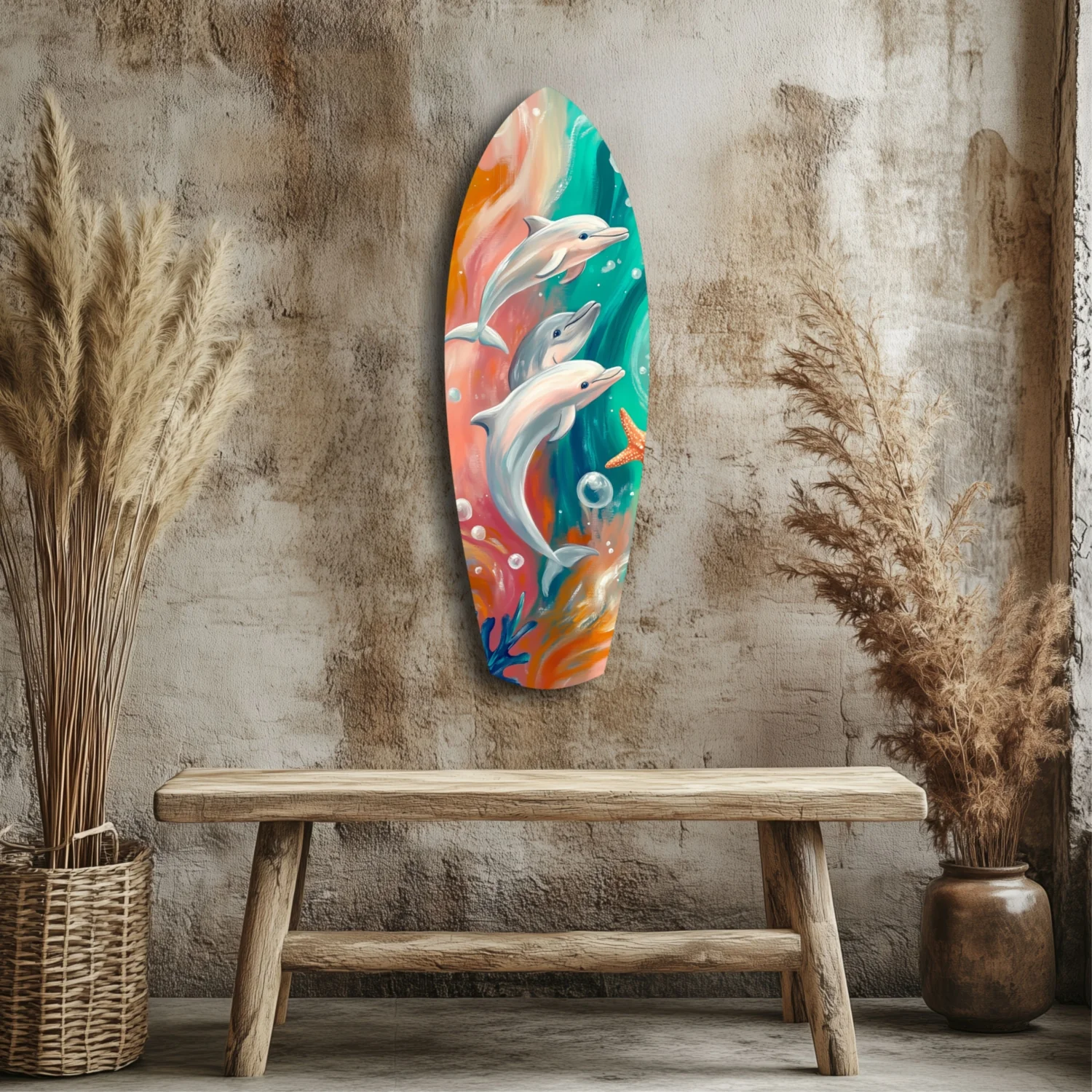 Dolphin Family Glass Wall Art - Image 3