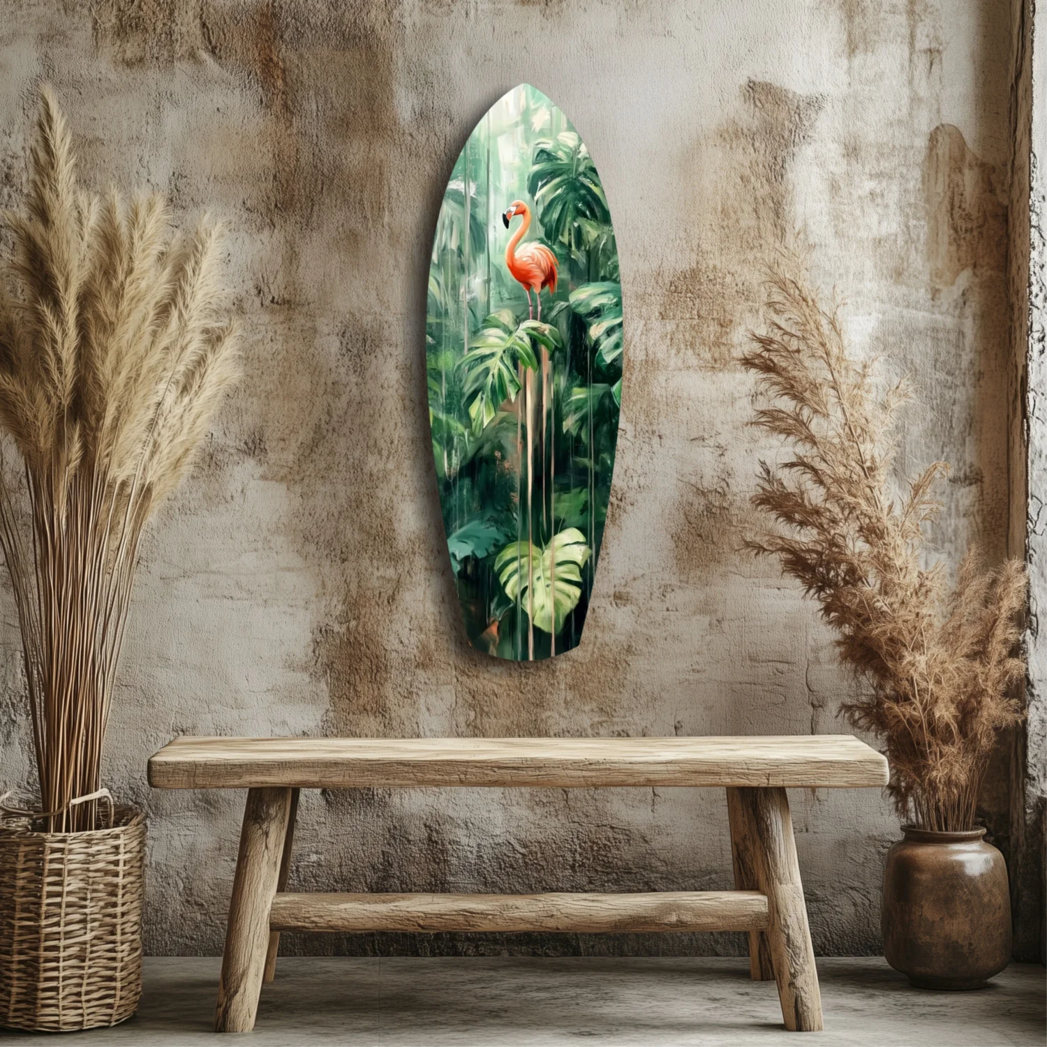 Tropical Flamingo Haven Glass Wall Art - Image 3