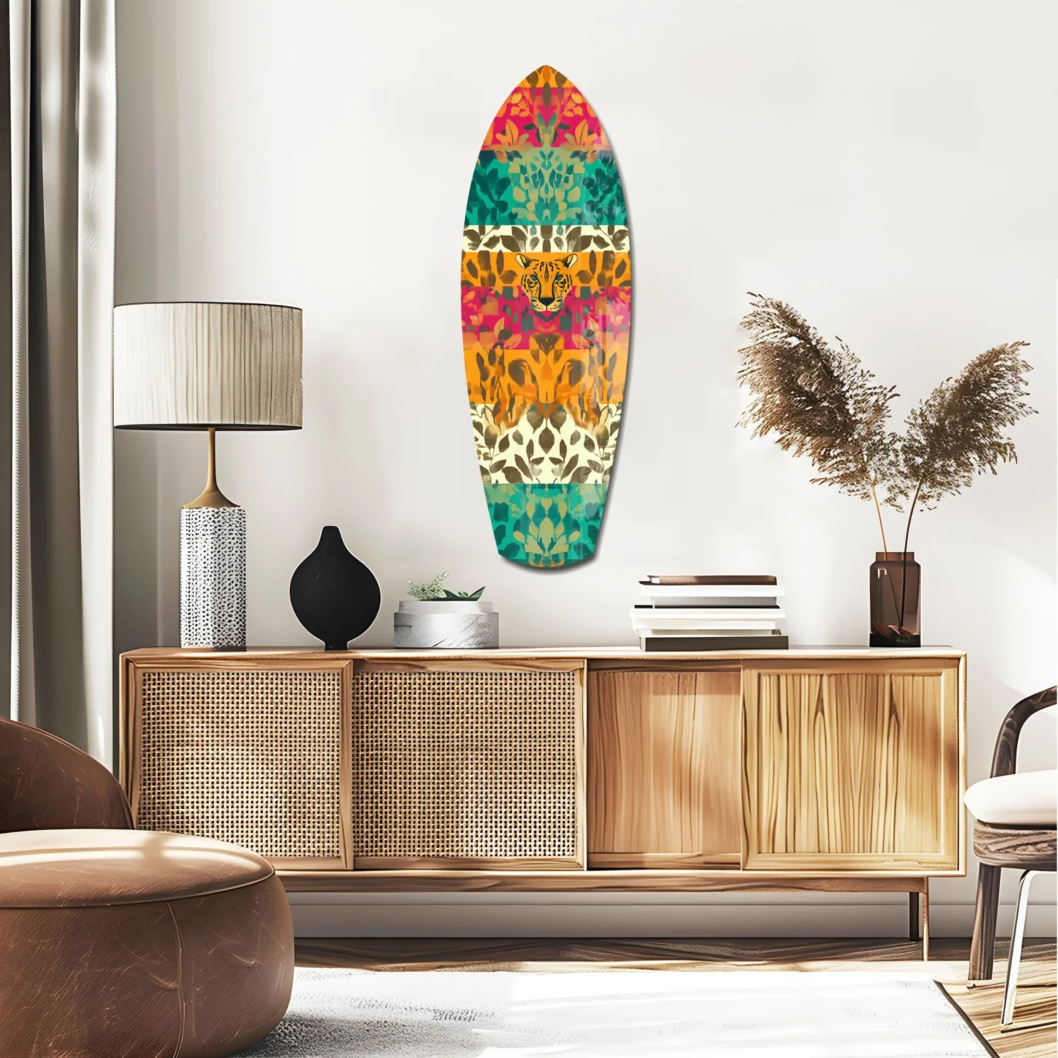 Camouflaged Tiger Glass Wall Art - Image 2
