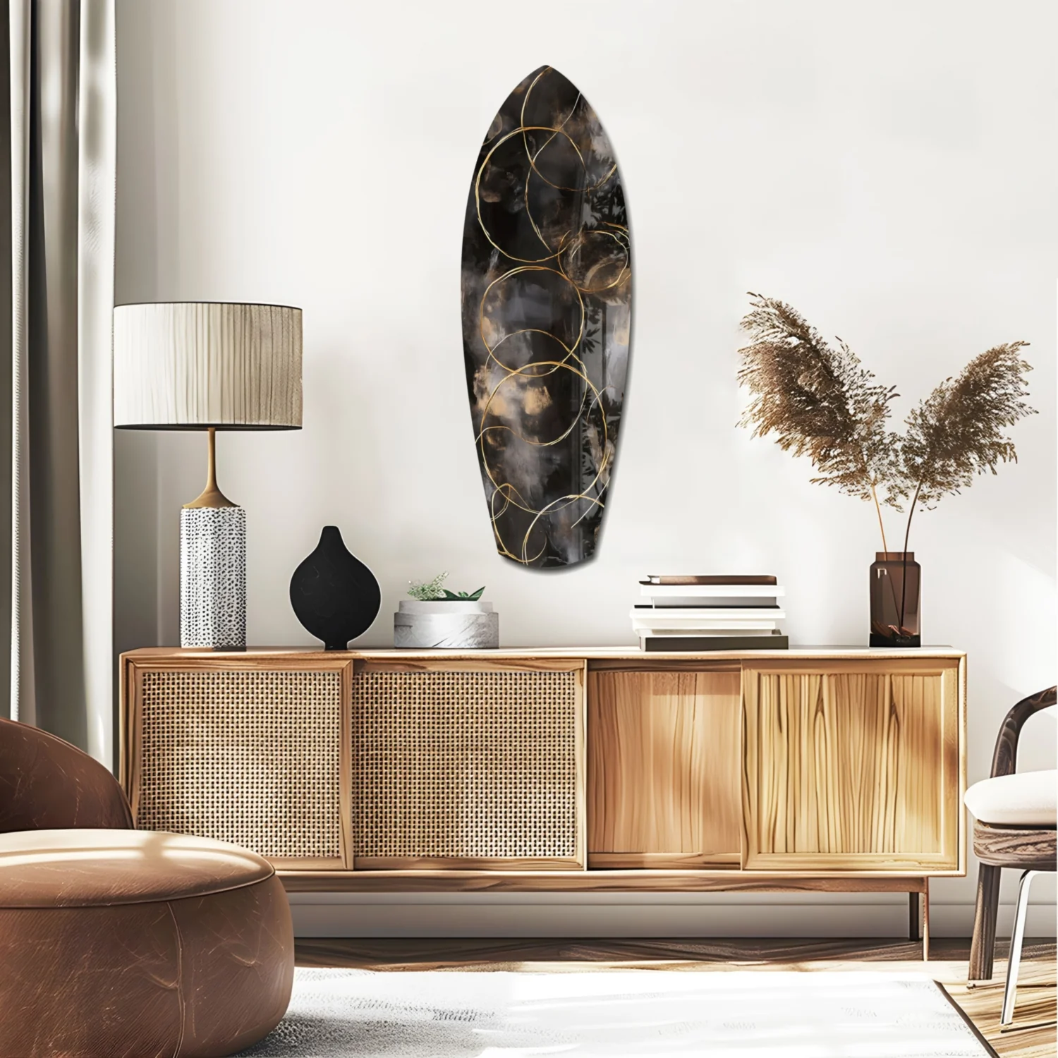 Golden Circles Glass Wall Art - Image 2