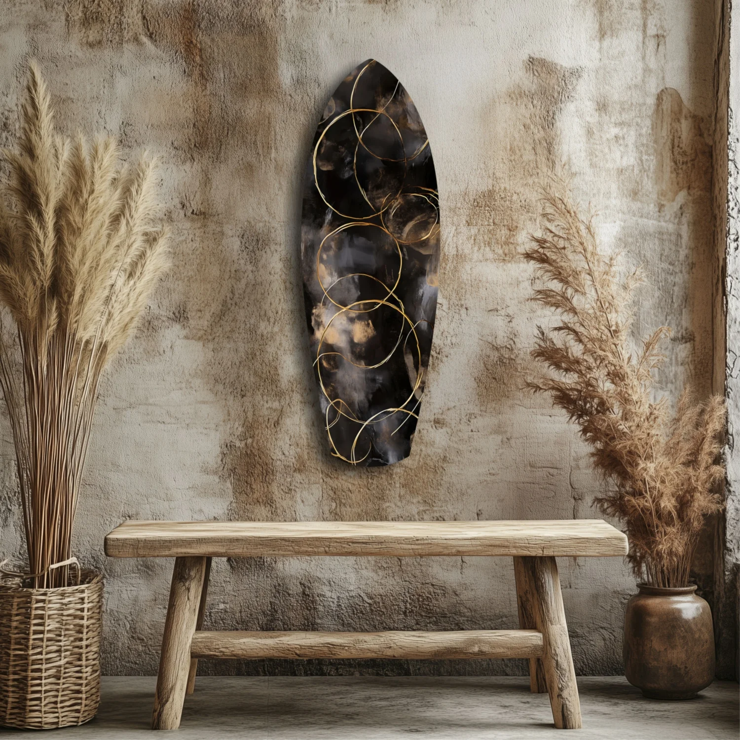 Golden Circles Glass Wall Art - Image 3