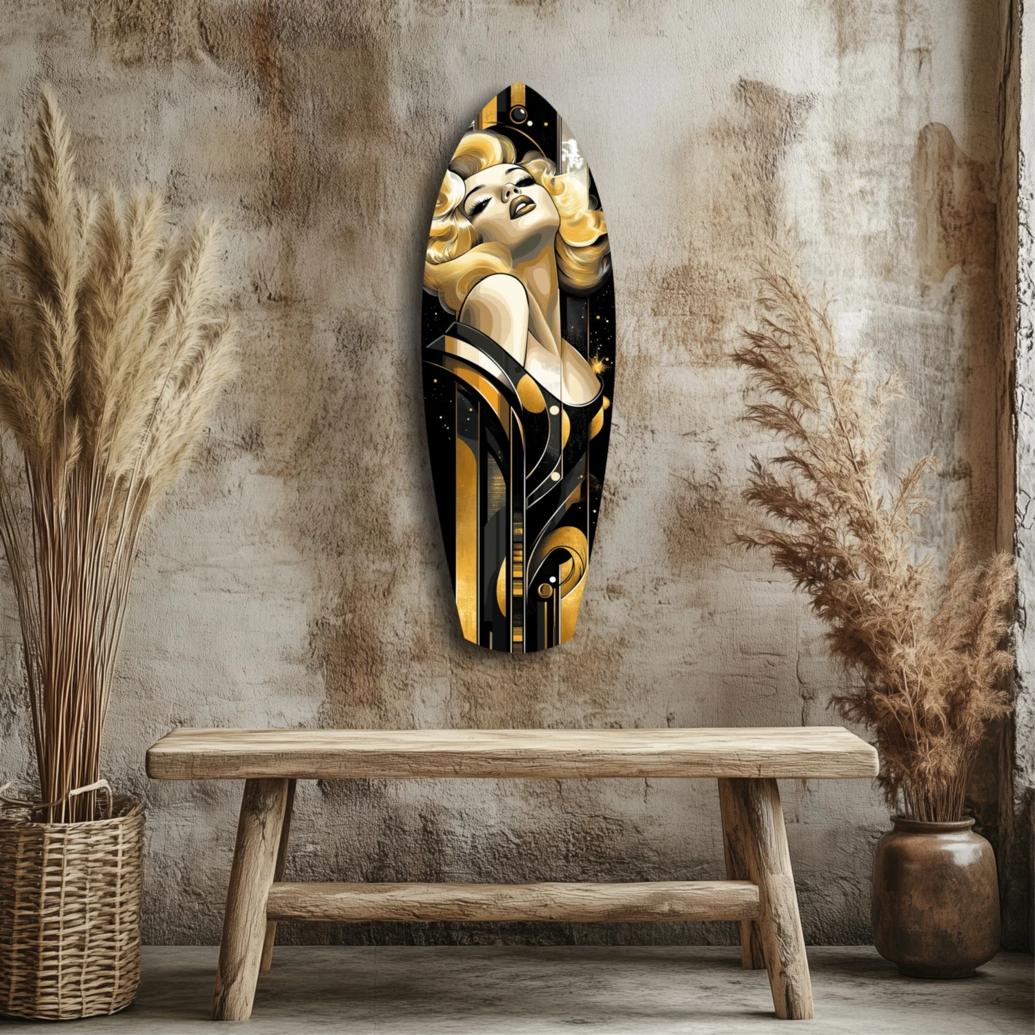 Golden Marilyn Monroe Glass Wall Art - Image 3