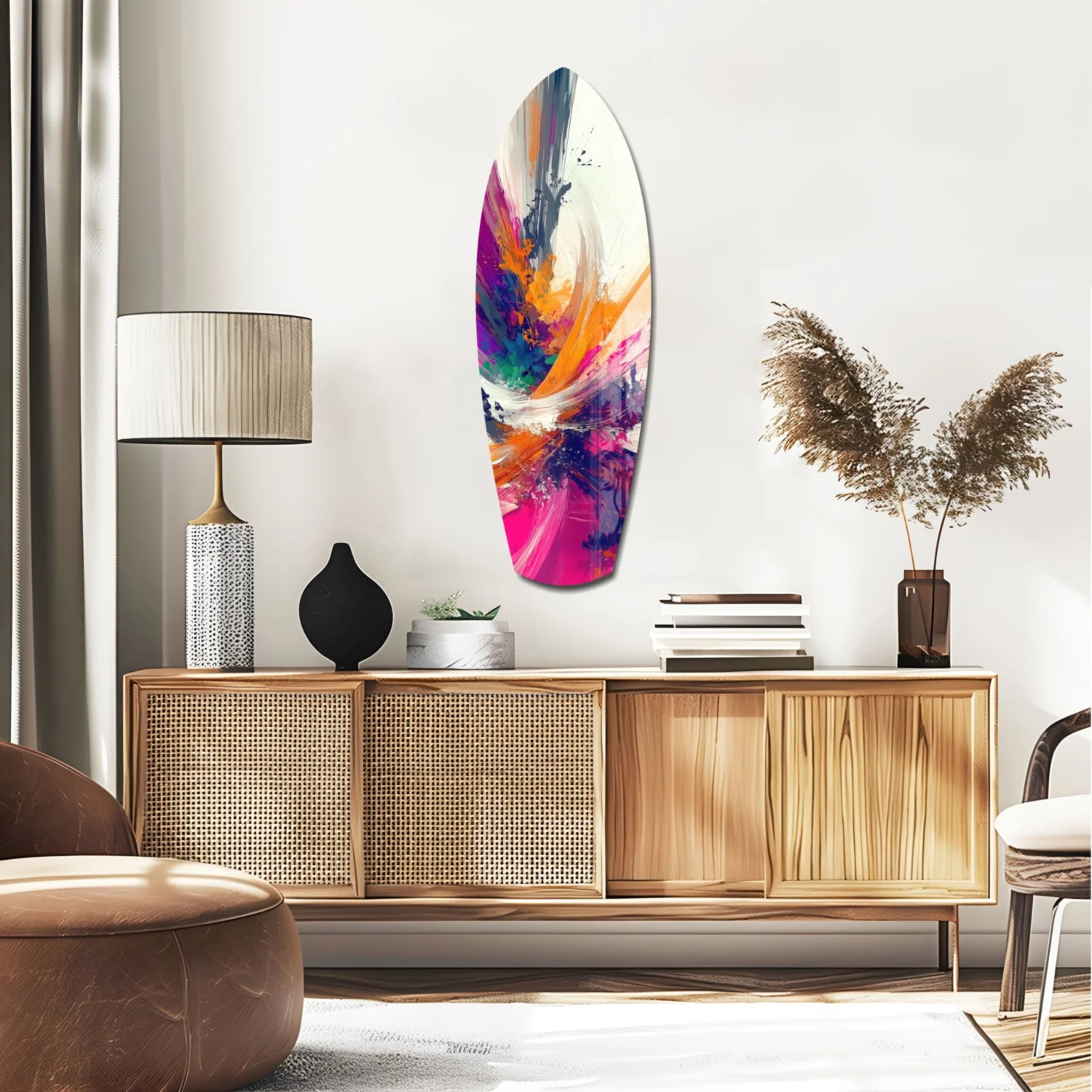 Abstract Paint Brushes Glass Wall Art - Image 2