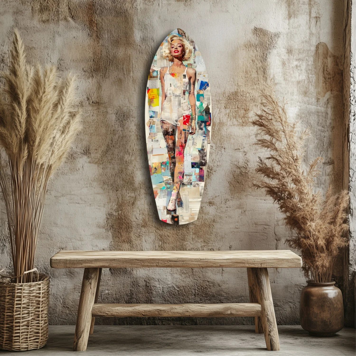 Marilyn in Vintage Swim Suit Glass Wall Art - Image 3