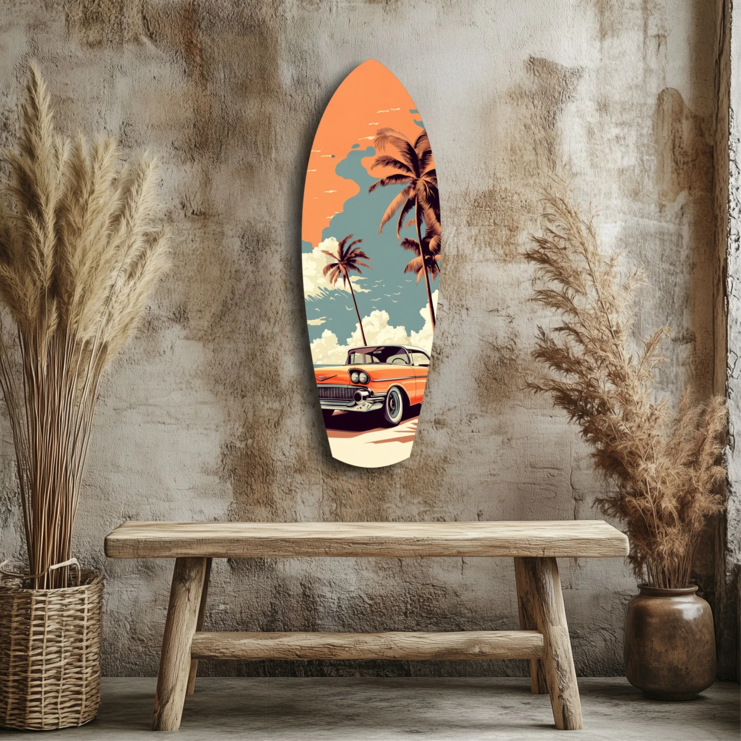 Sunset Ride 60s Vibes Glass Wall Art - Image 3