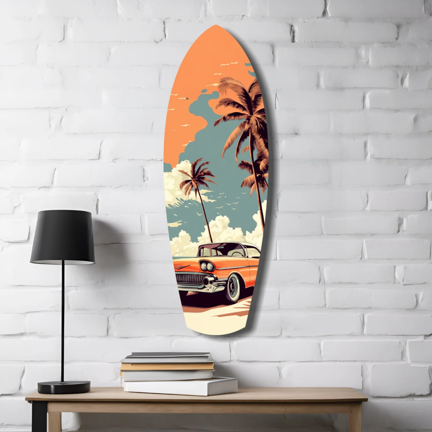 Sunset Ride 60s Vibes Glass Wall Art - Image 4