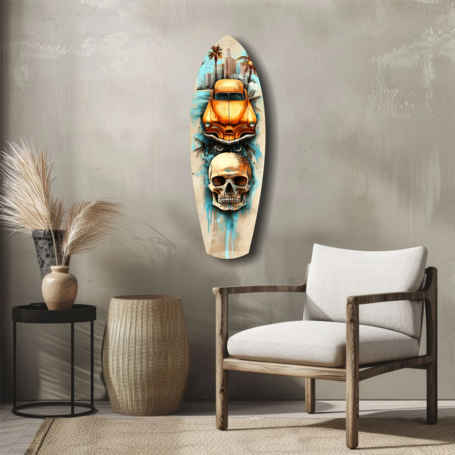 Retro Rides Rebel Skulls Glass Wall Art - Image 5