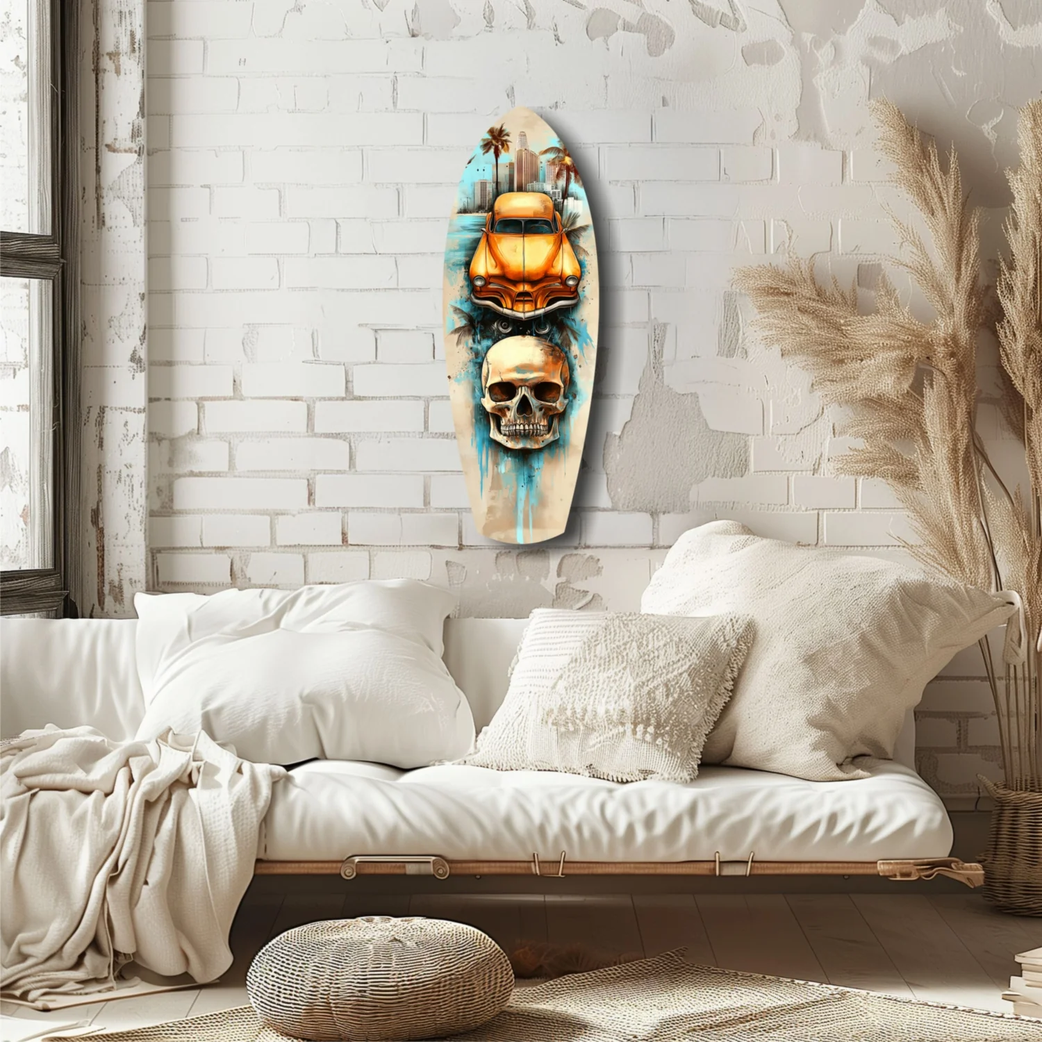 Retro Rides Rebel Skulls Glass Wall Art - Image 6