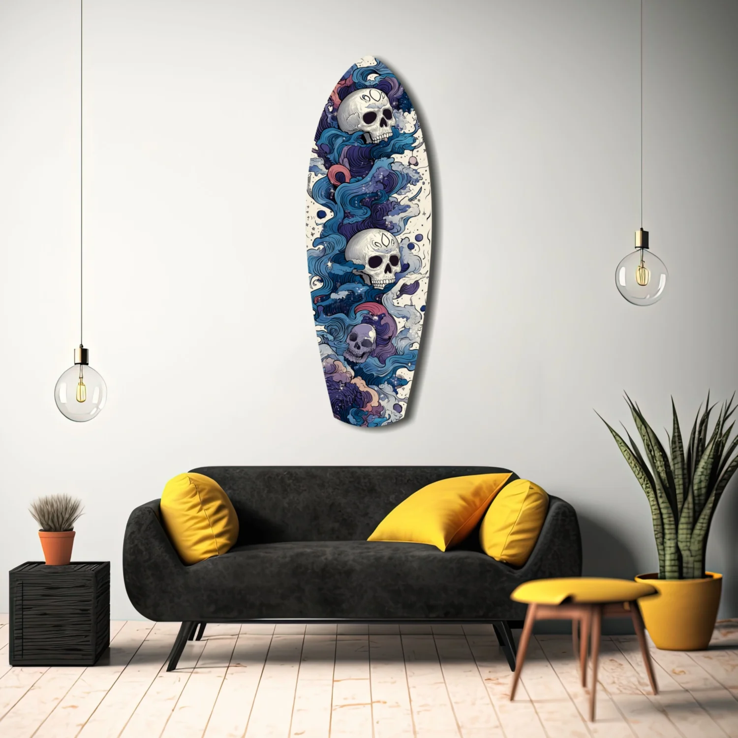 Midnight Skull Nocturnal Shadows Glass Wall Art - Image 11