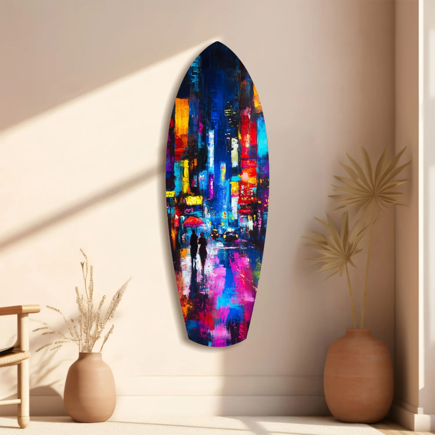 Under the City Glow A Love in the Rain Glass Wall Art - Image 10