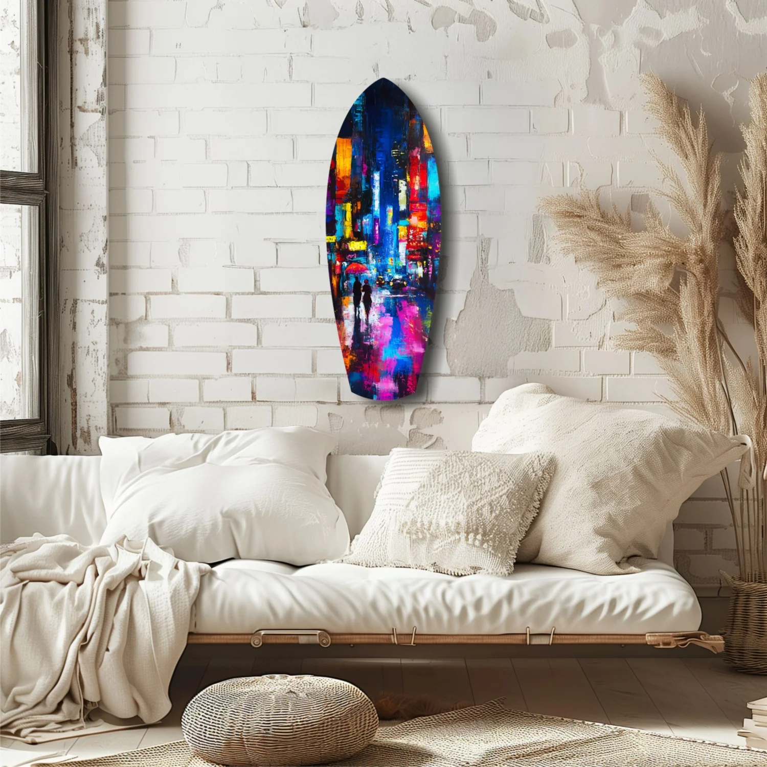Under the City Glow A Love in the Rain Glass Wall Art - Image 6