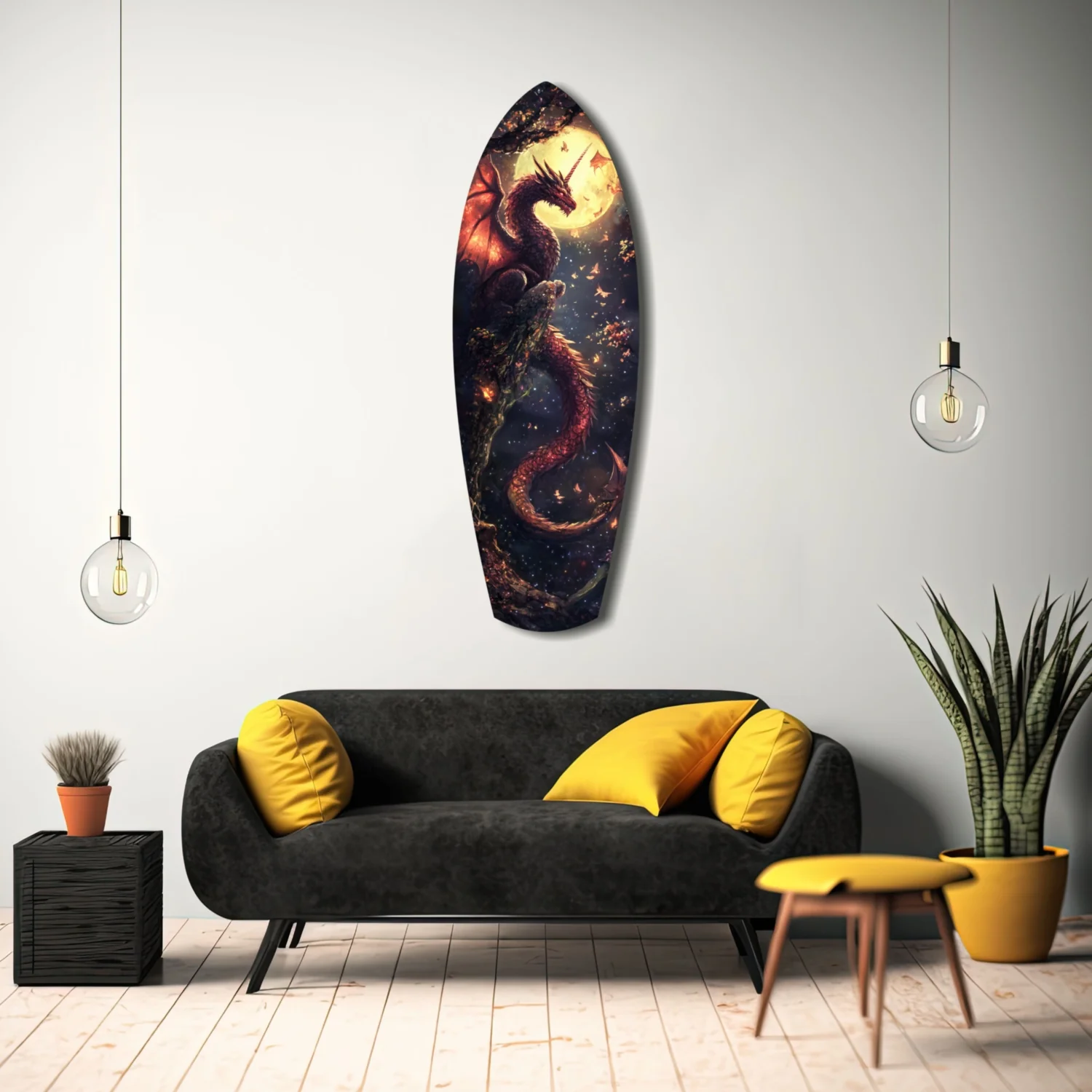 Moonlit Dragon Flight of the Night Glass Wall Art - Image 11