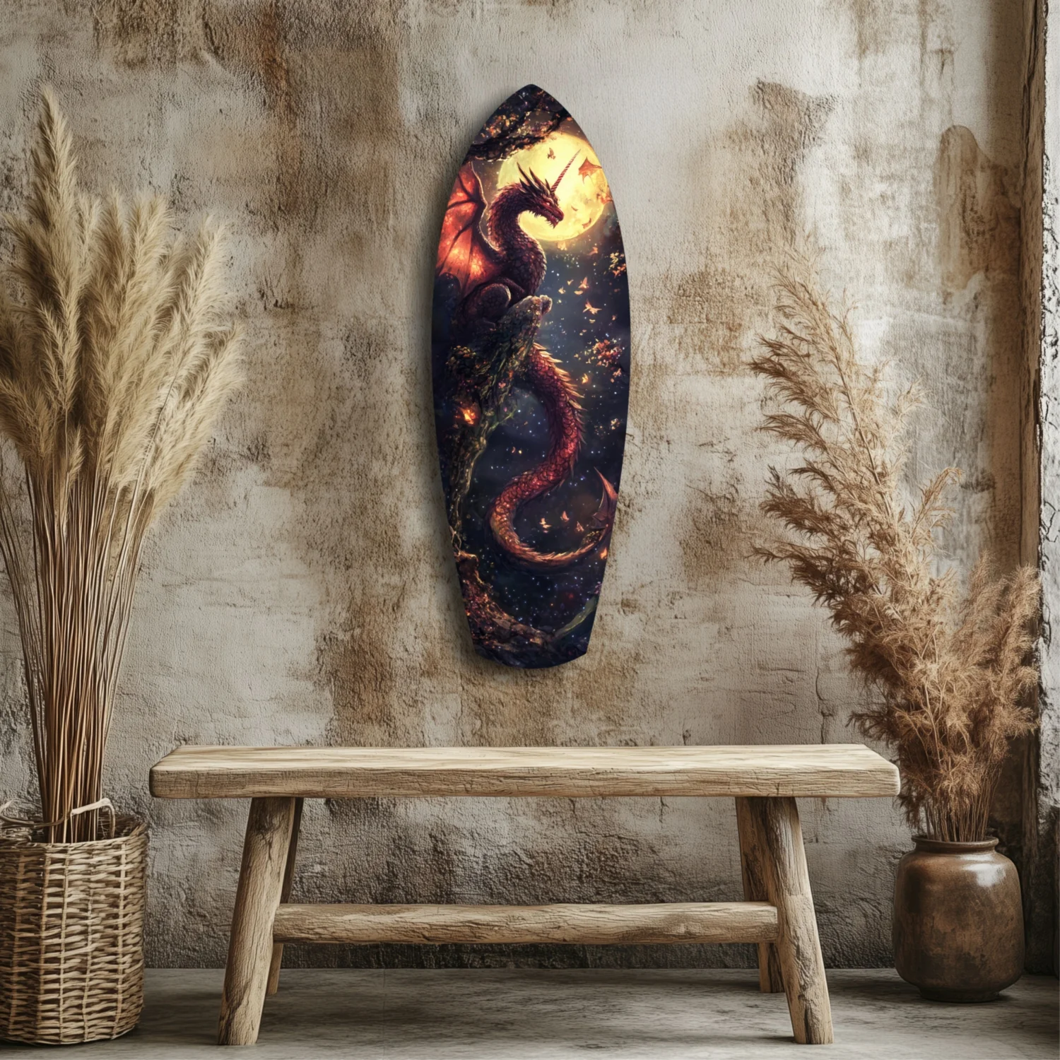 Moonlit Dragon Flight of the Night Glass Wall Art - Image 3