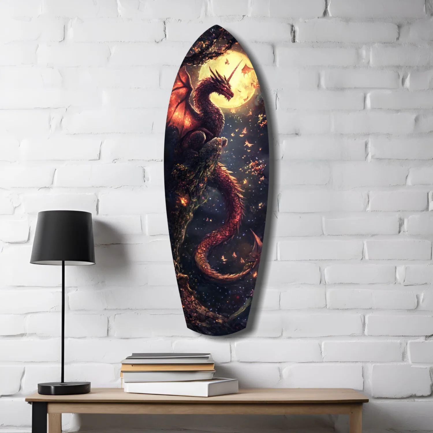 Moonlit Dragon Flight of the Night Glass Wall Art - Image 4