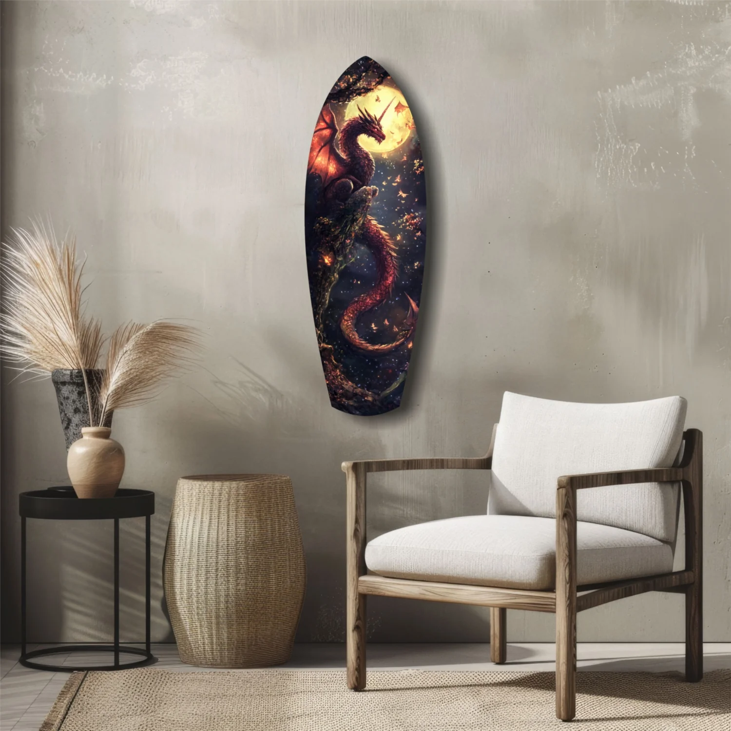Moonlit Dragon Flight of the Night Glass Wall Art - Image 5