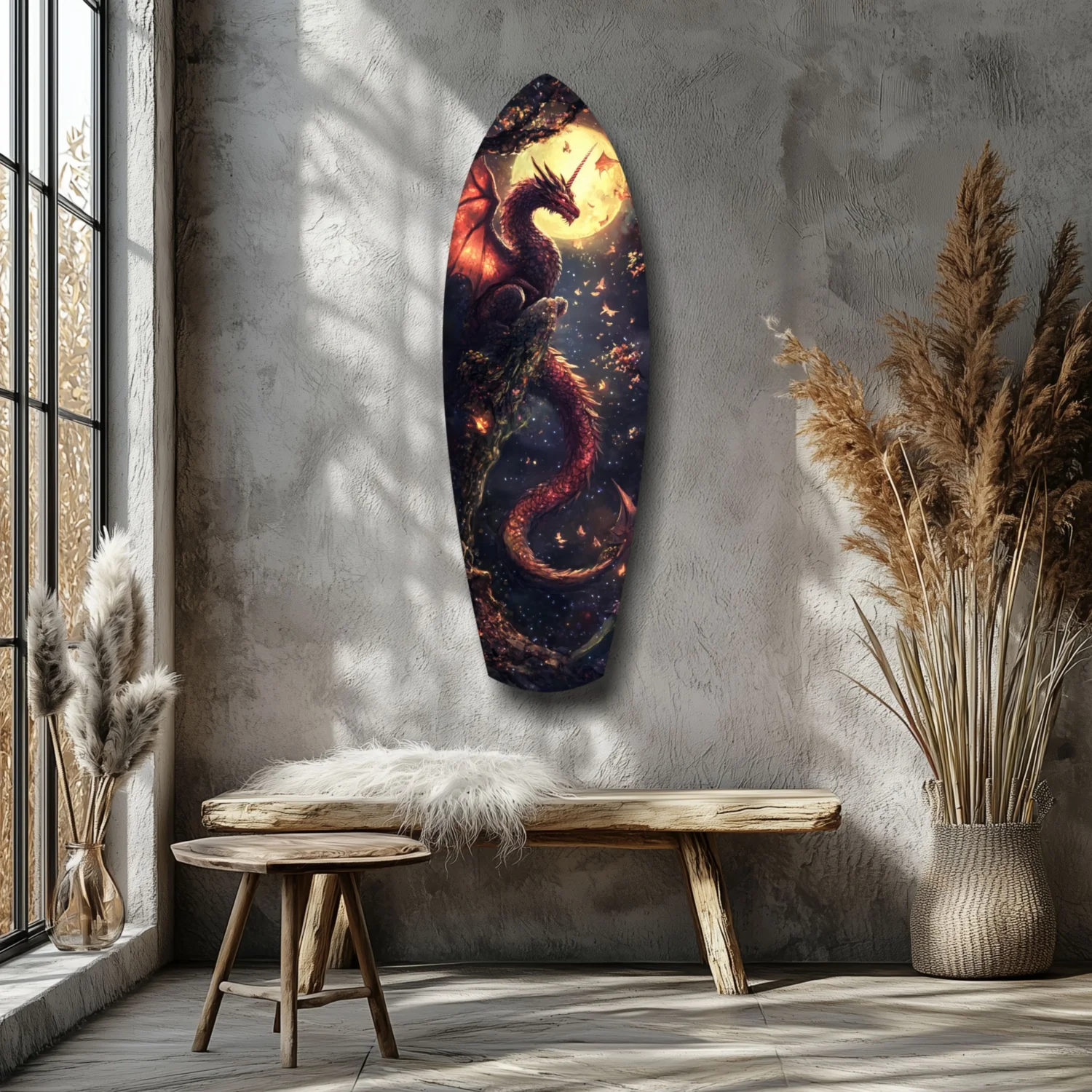 Moonlit Dragon Flight of the Night Glass Wall Art - Image 7