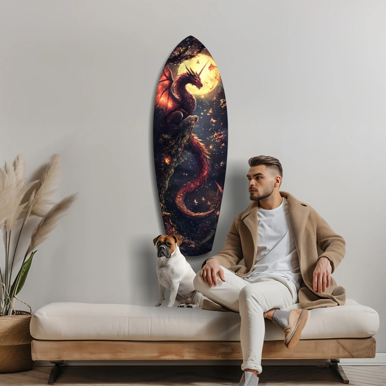 Moonlit Dragon Flight of the Night Glass Wall Art - Image 8