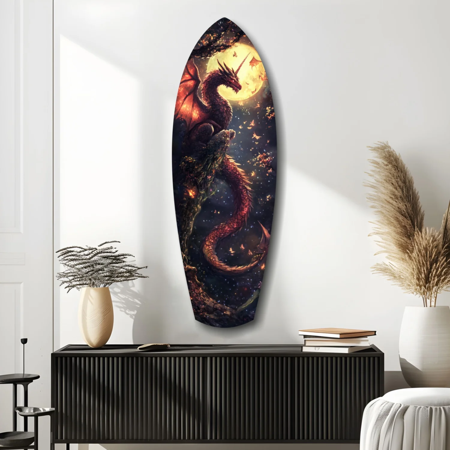 Moonlit Dragon Flight of the Night Glass Wall Art - Image 9