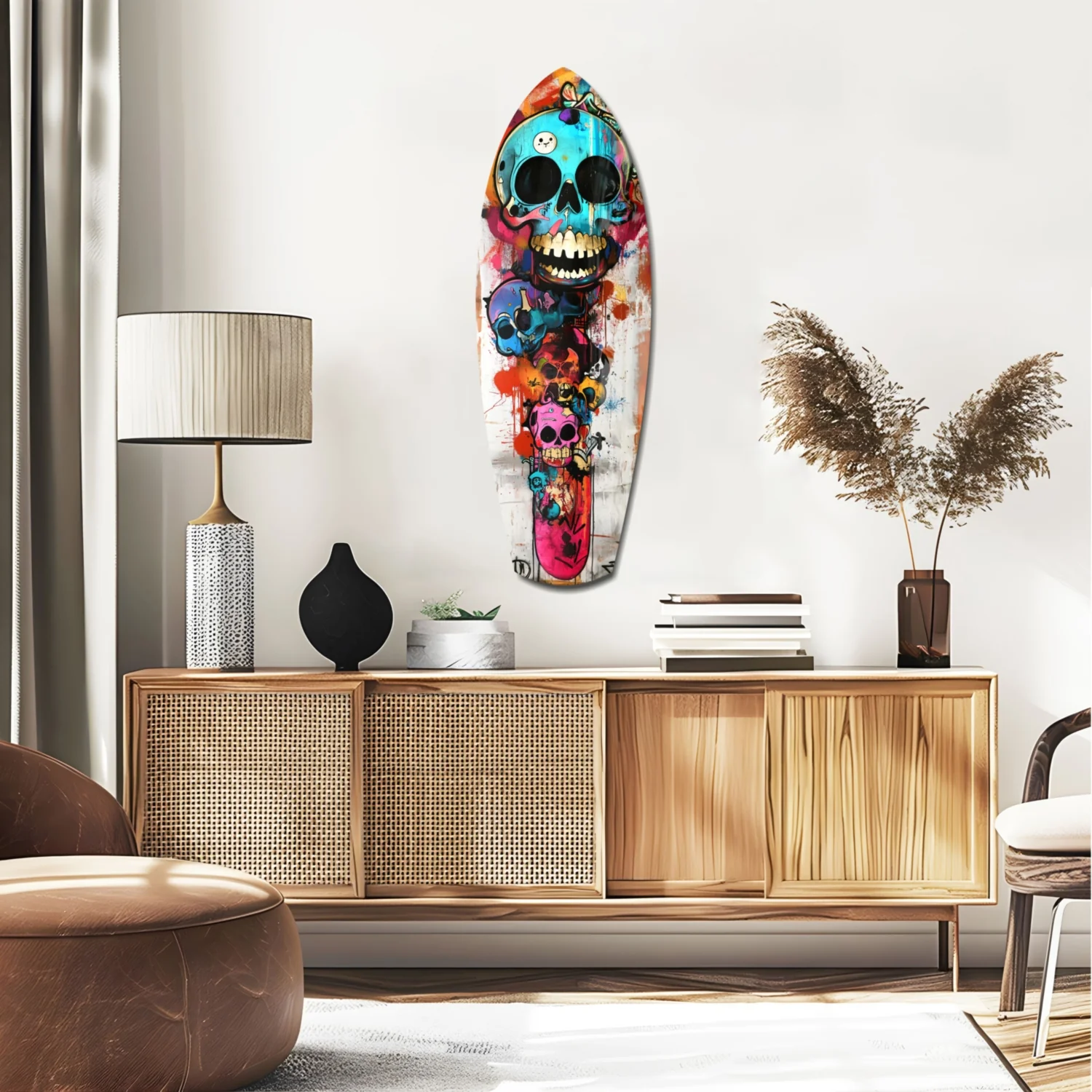 Street Soul Graffiti Skulls Glass Wall Art - Image 2