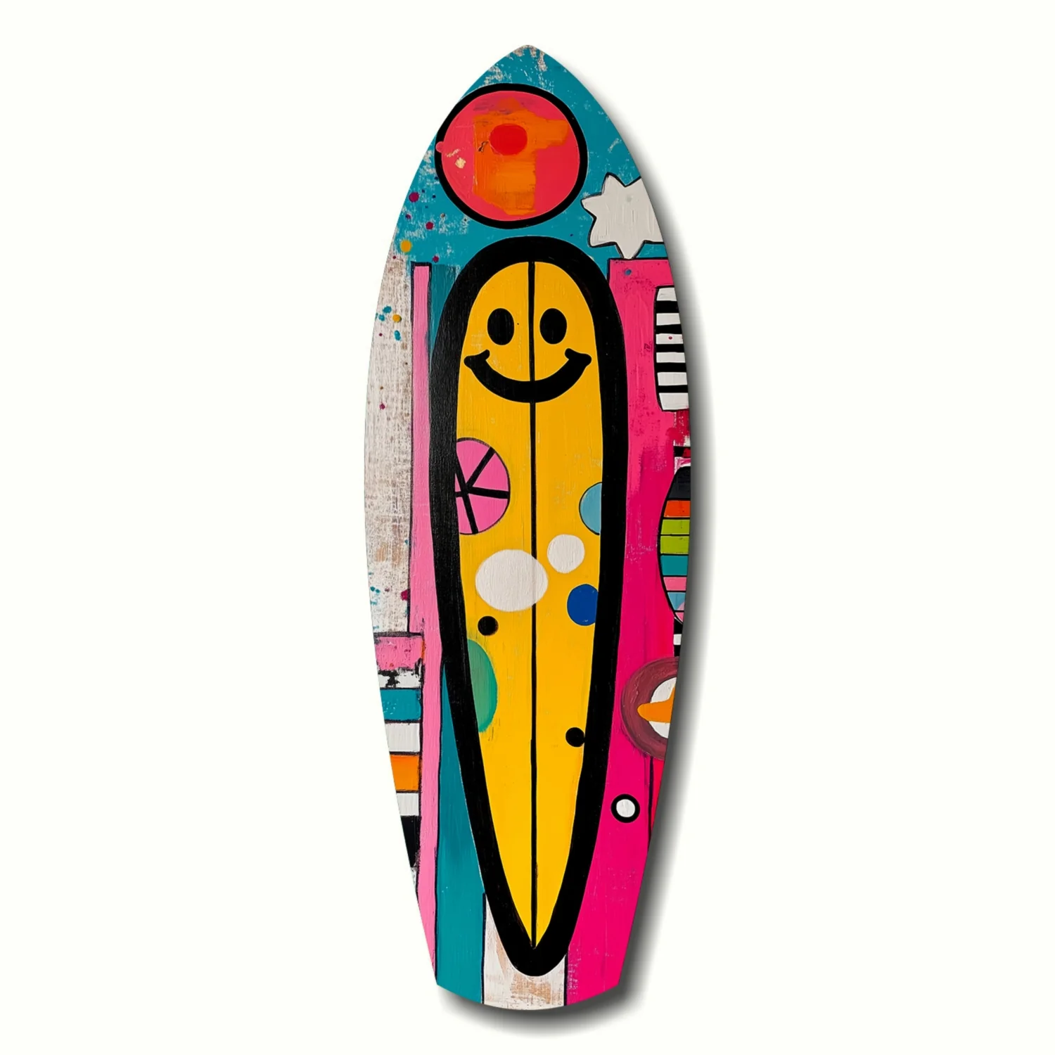 Smiley Surfing Glass Wall Art