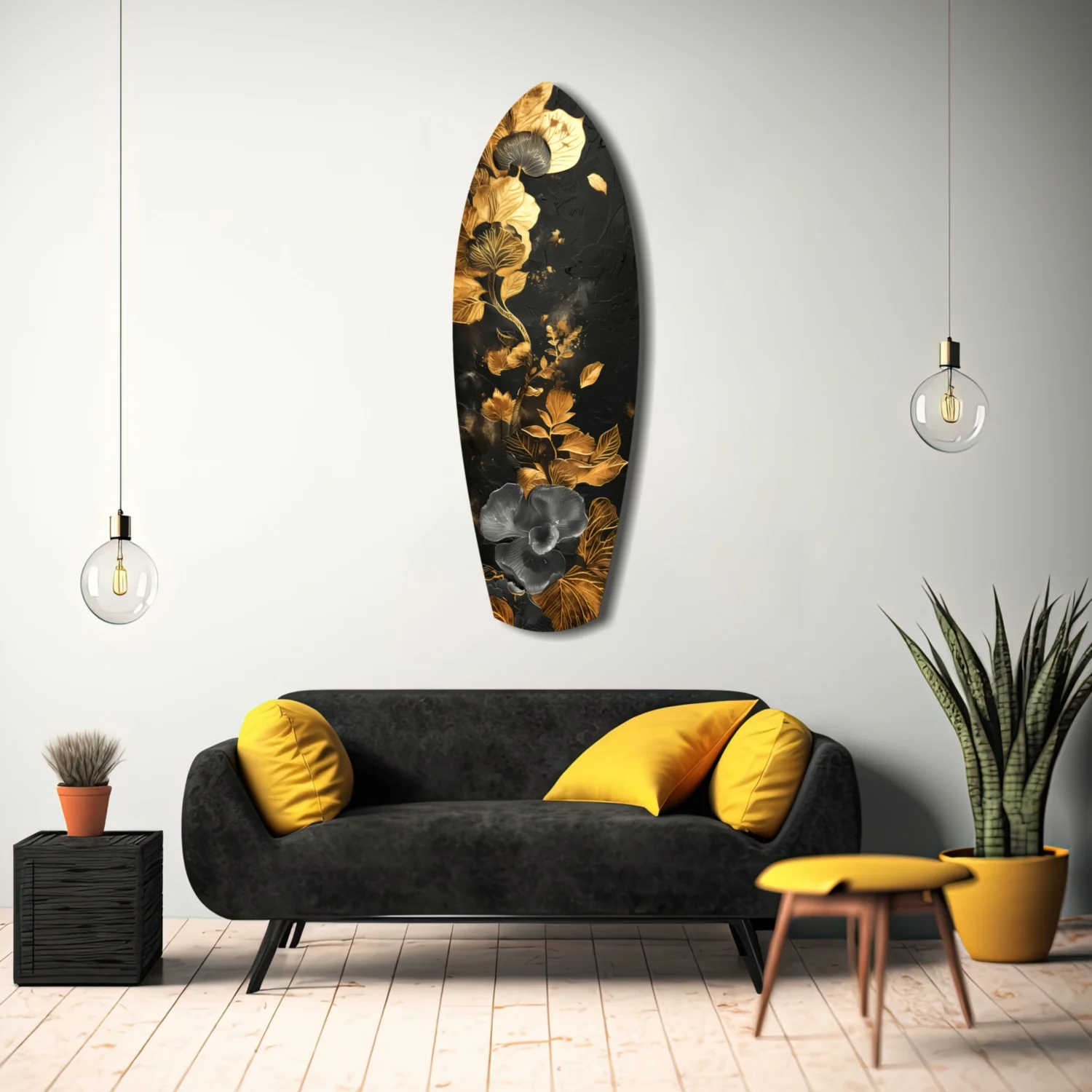 Golden Flower Glass Wall Art - Image 8