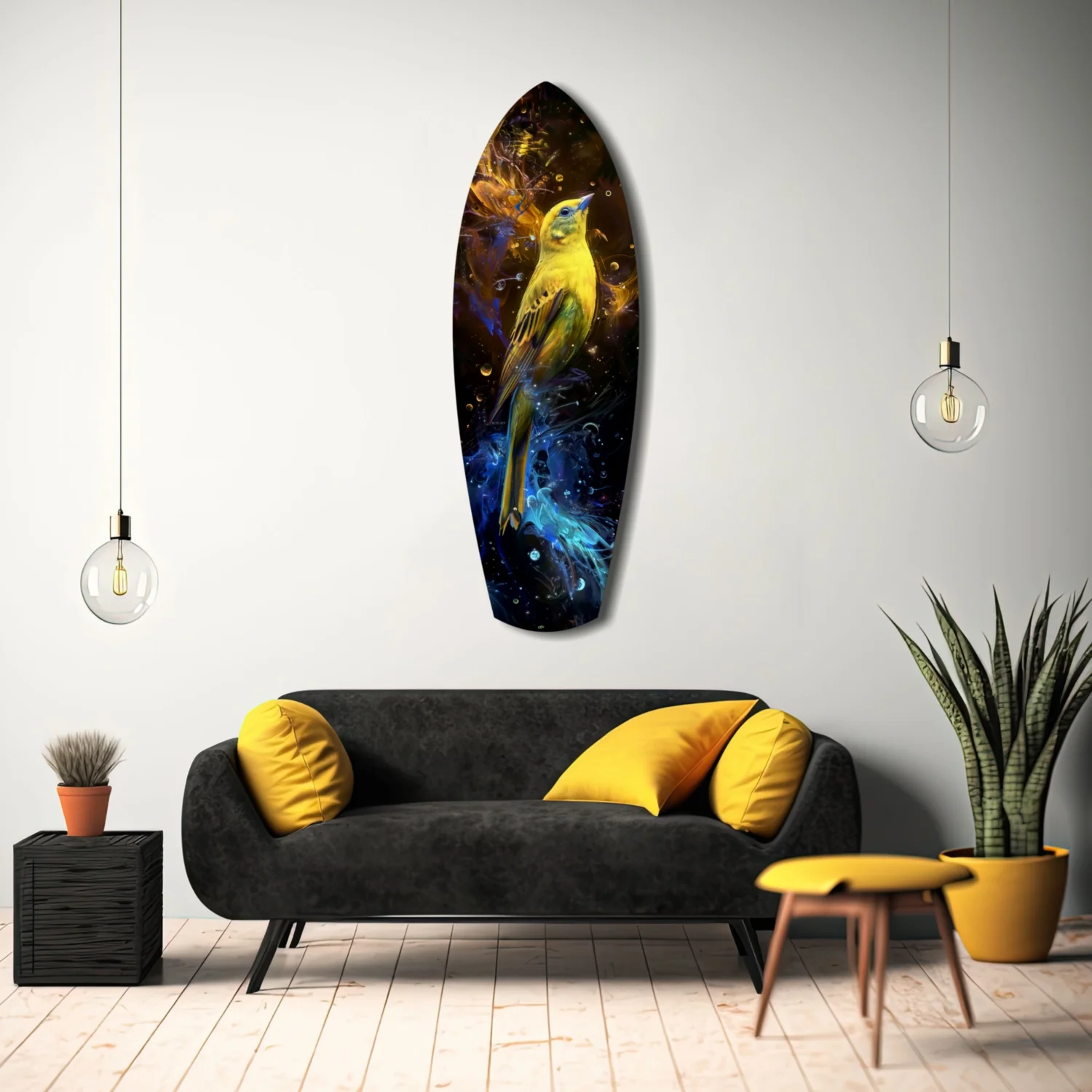 Yellow Bird Glass Wall Art - Image 8