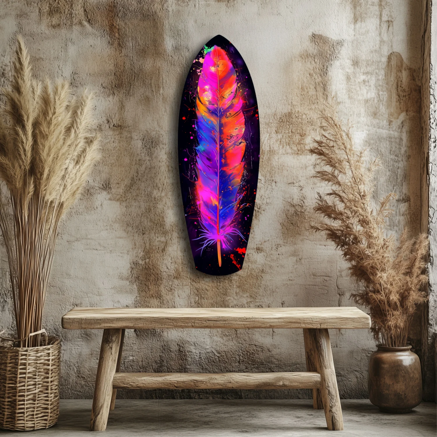 Colorful Feather Glass Wall Art - Image 3