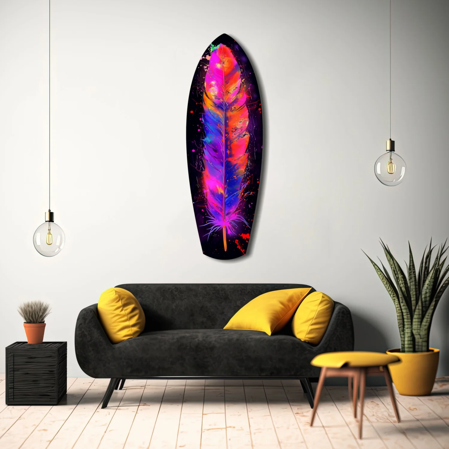 Colorful Feather Glass Wall Art - Image 8