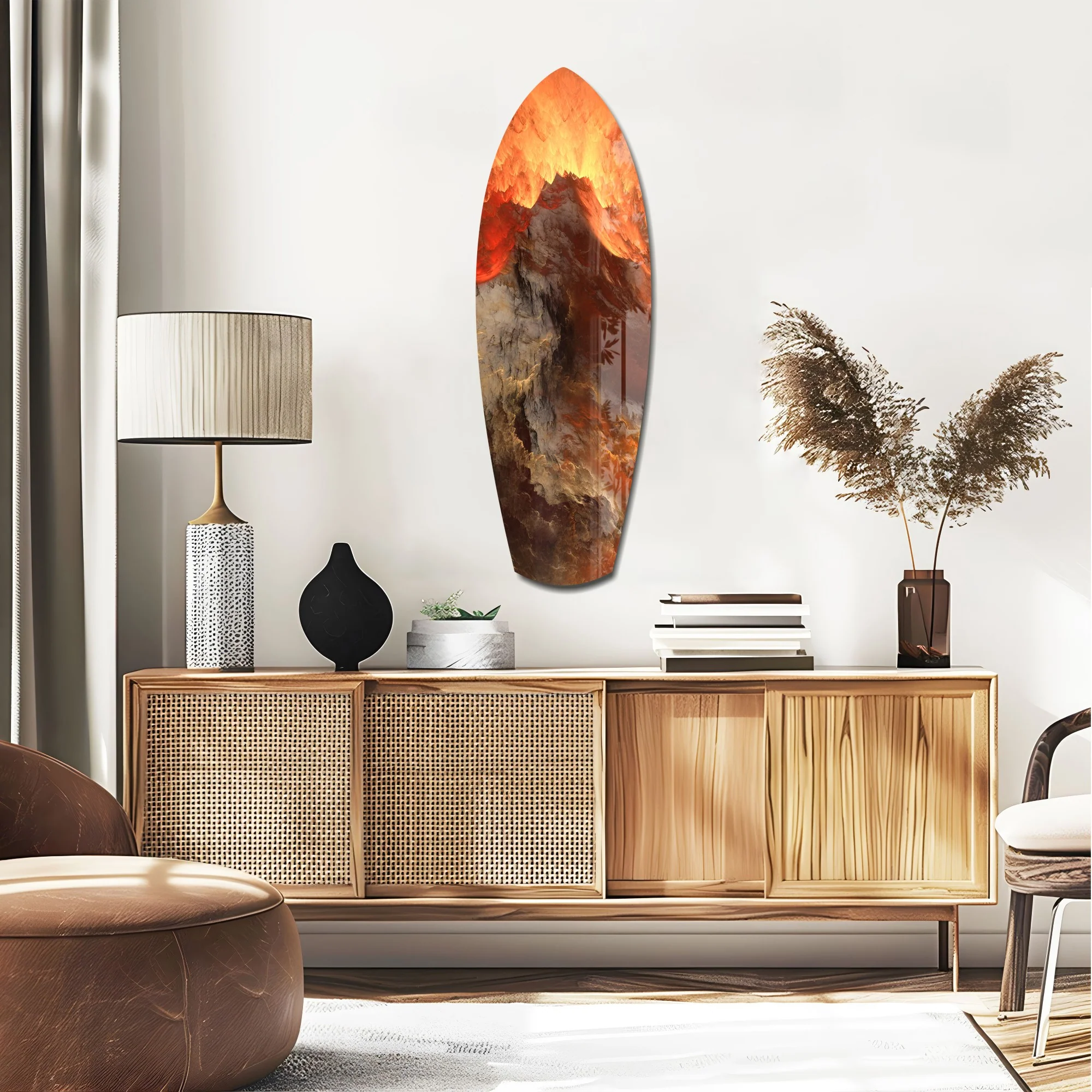 Glowing Volcano Eruption Tempered Glass Wall Art - Image 2