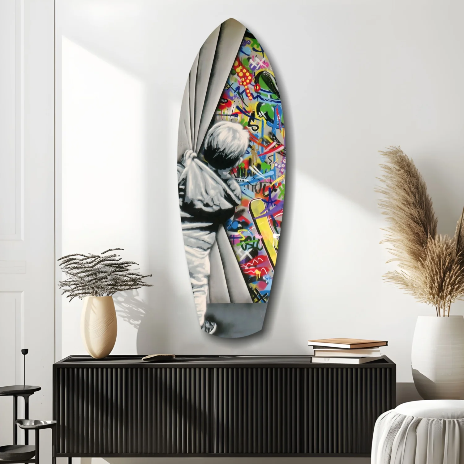 Street Art Curtain Reveal Pop Art Glass Wall Art - Image 10