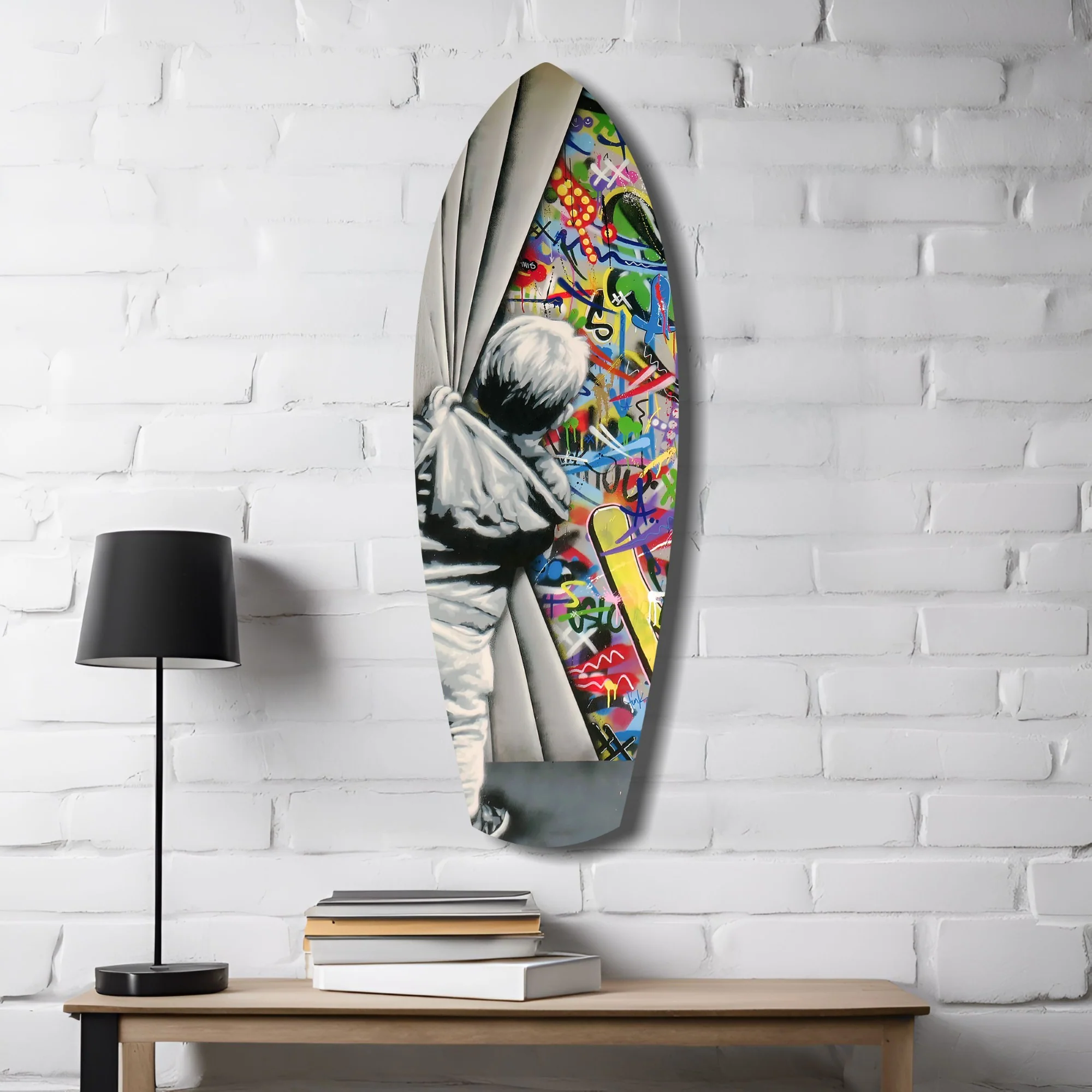 Street Art Curtain Reveal Pop Art Glass Wall Art - Image 4