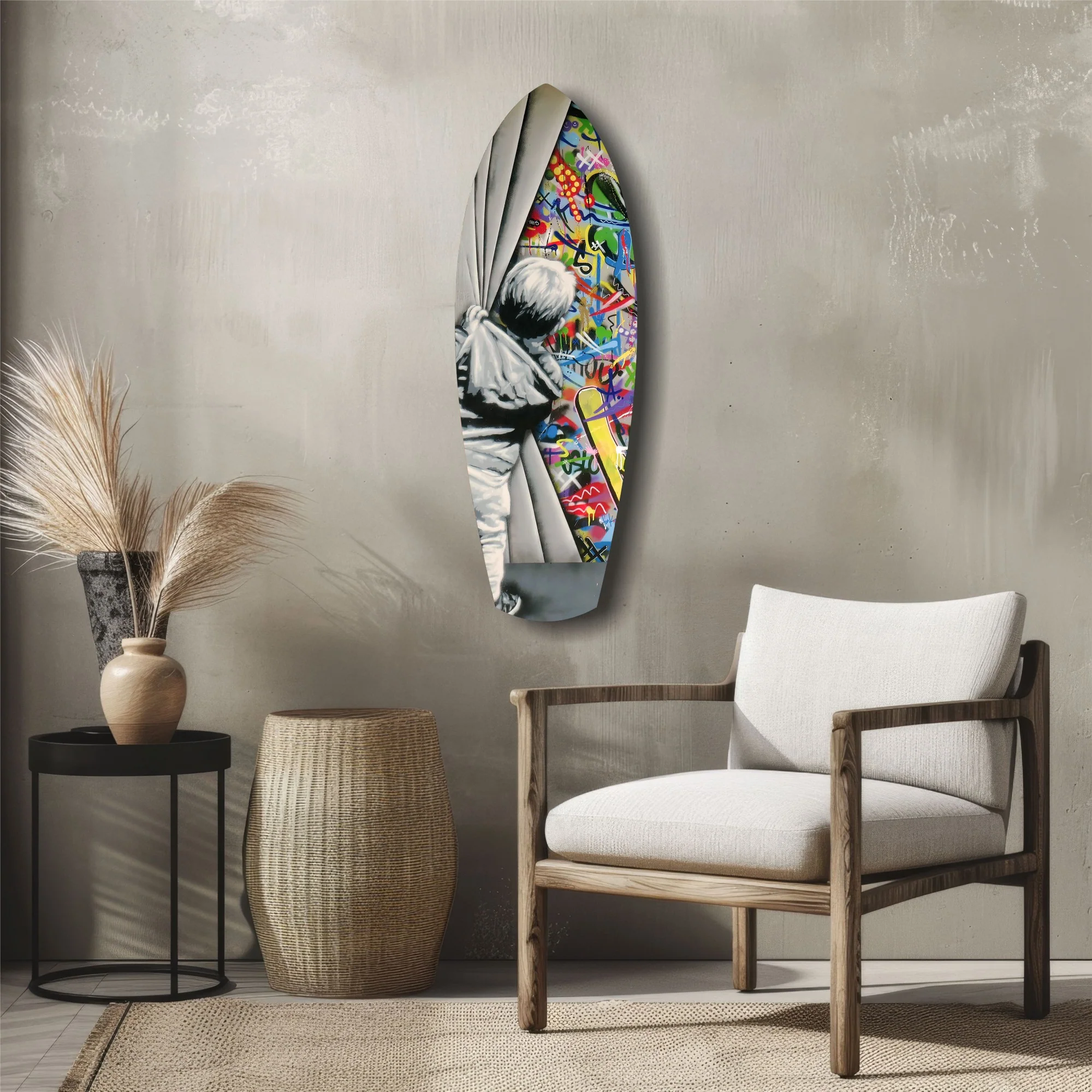 Street Art Curtain Reveal Pop Art Glass Wall Art - Image 5