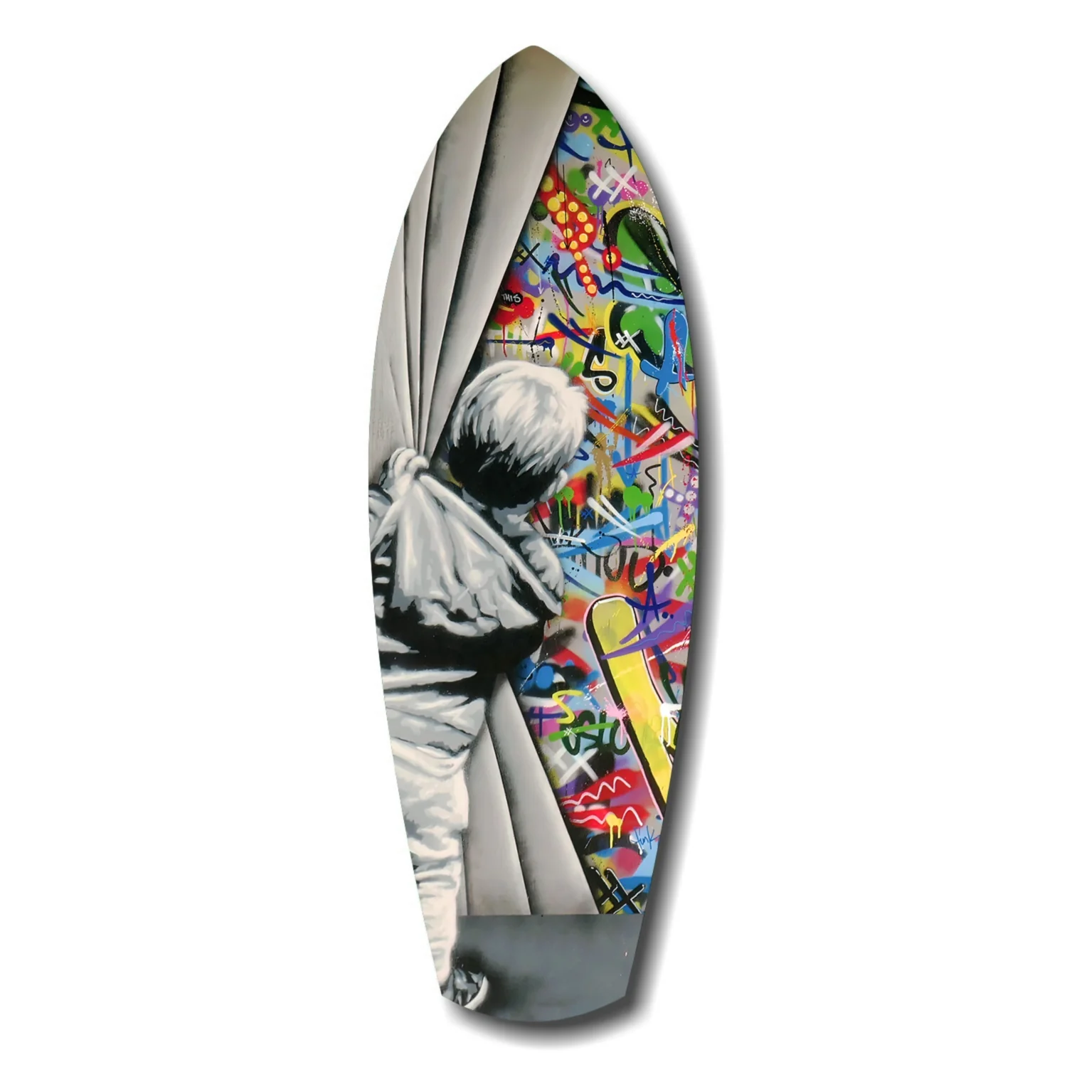 Street Art Curtain Reveal Pop Art Glass Wall Art - Image 7