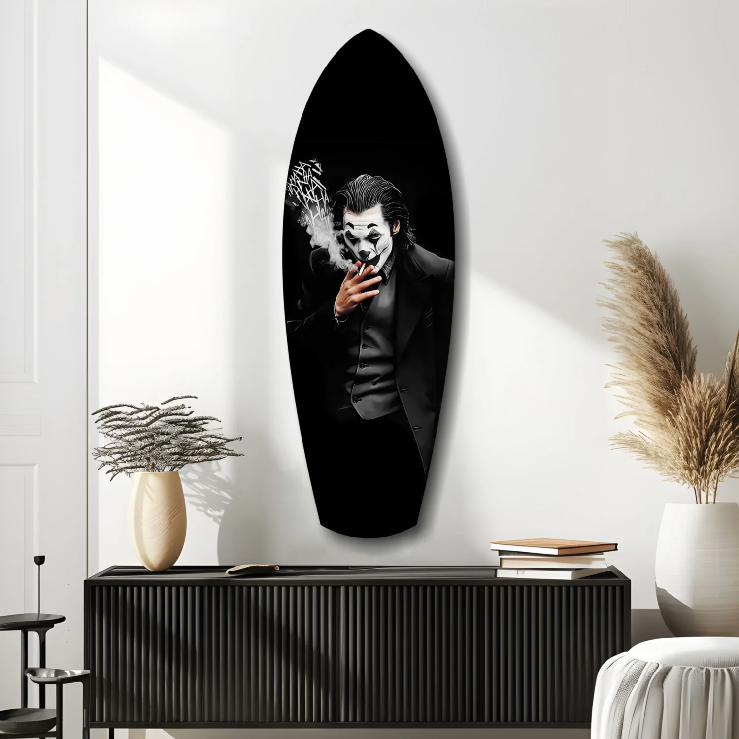Smoking Jester Dark Portrait Tempered Glass Wall Art - Image 10