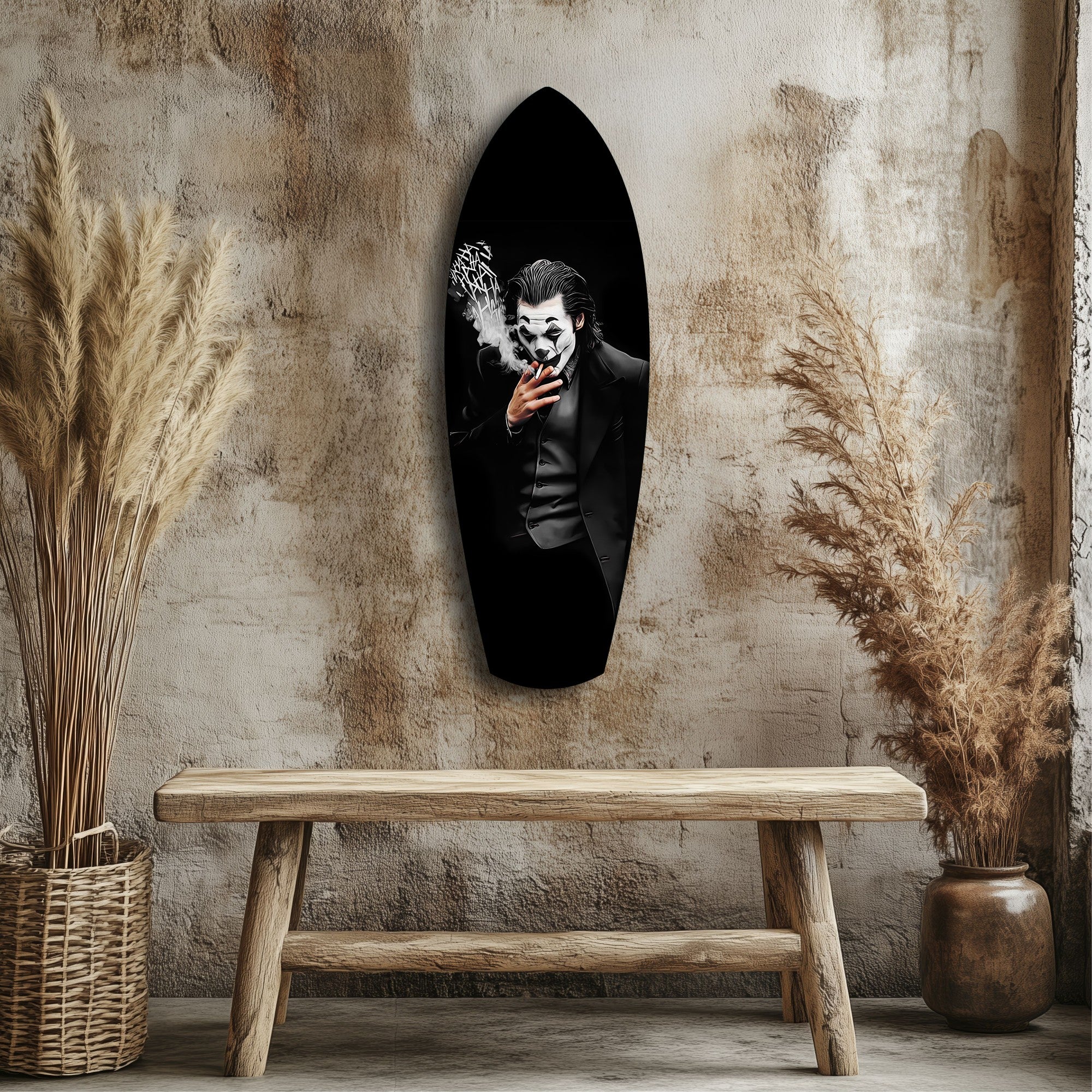Smoking Jester Dark Portrait Tempered Glass Wall Art - Image 3