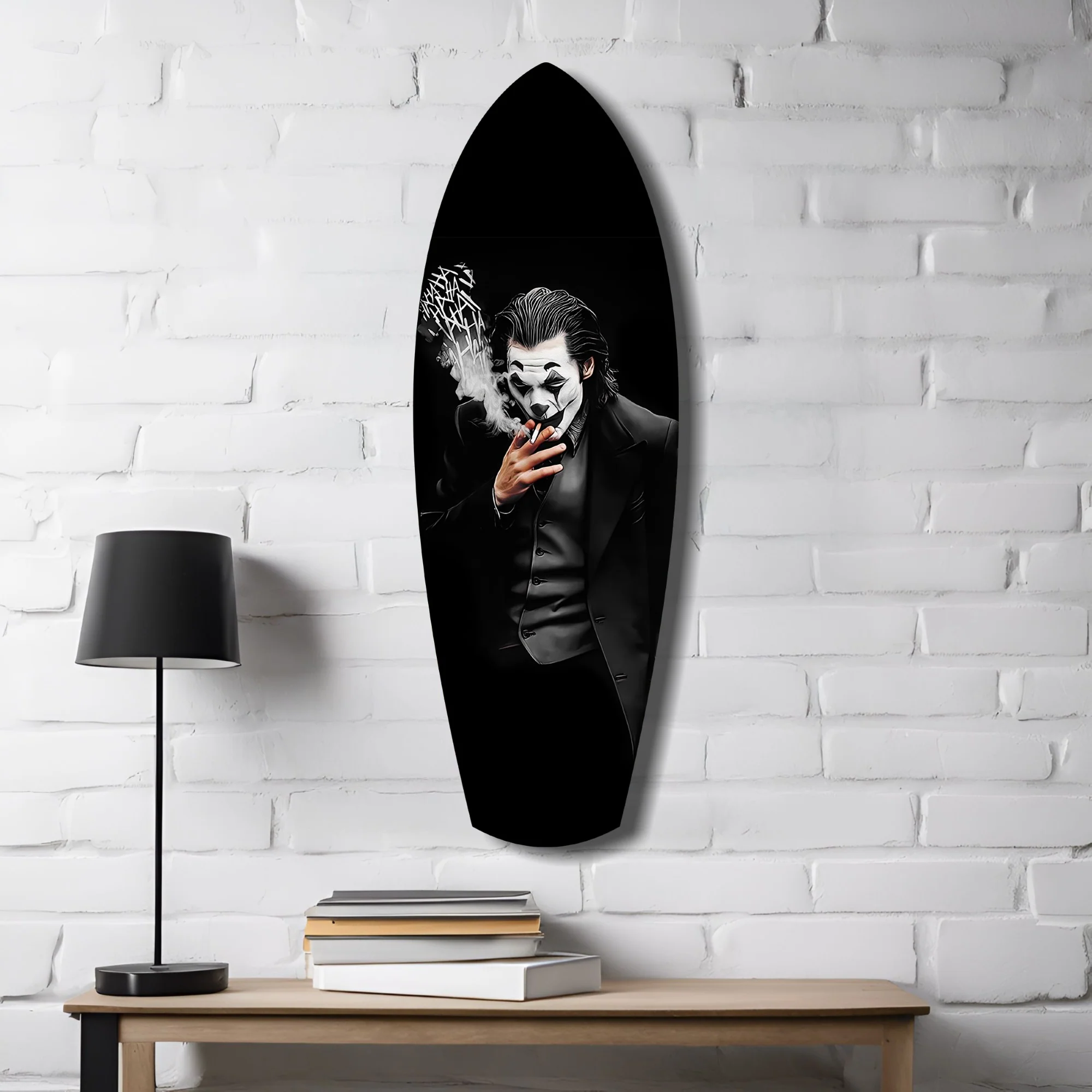 Smoking Jester Dark Portrait Tempered Glass Wall Art - Image 4