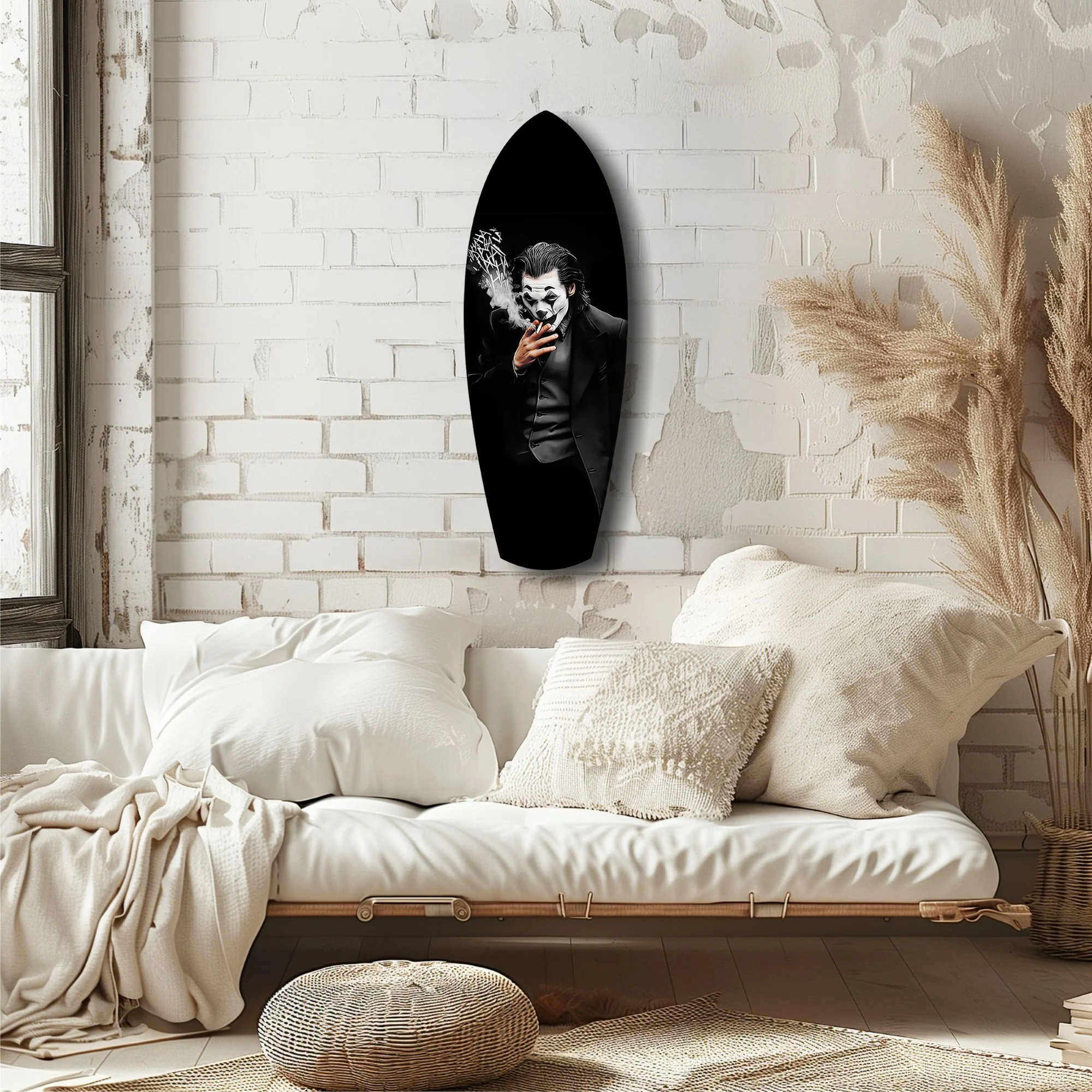Smoking Jester Dark Portrait Tempered Glass Wall Art - Image 6
