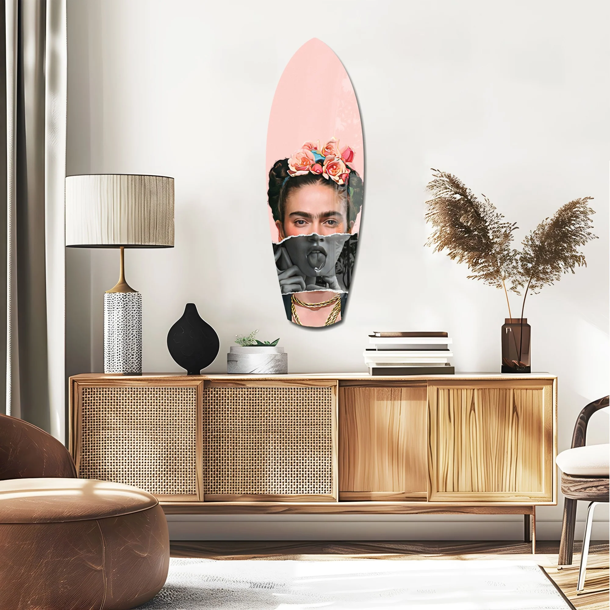 Floral Crown Woman Surreal Tempered Glass Wall Art - Image 2