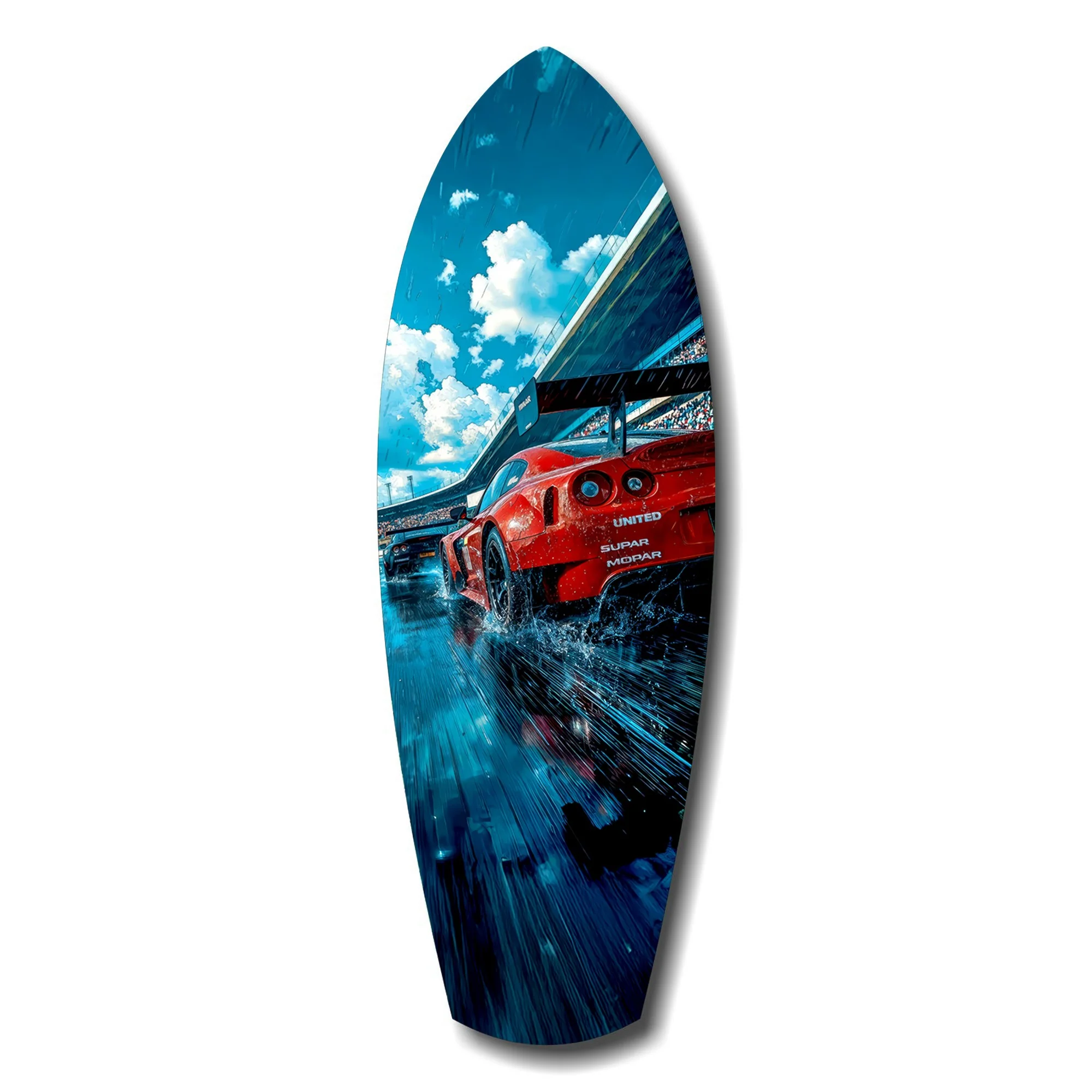 Red Racing Car Speed Tempered Glass Wall Art