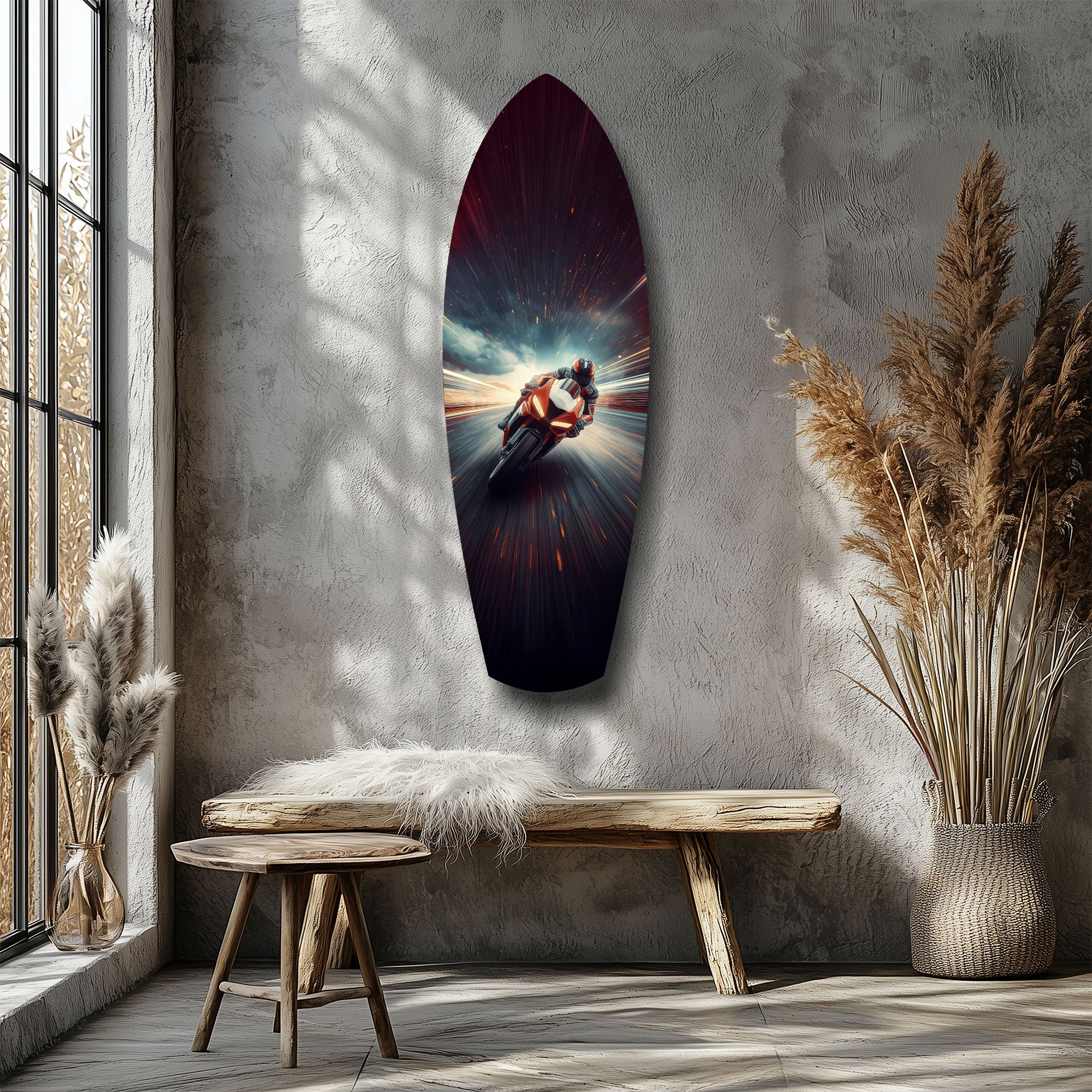 Motorcycle Racer Speed Lines Tempered Glass Wall Art - Image 8