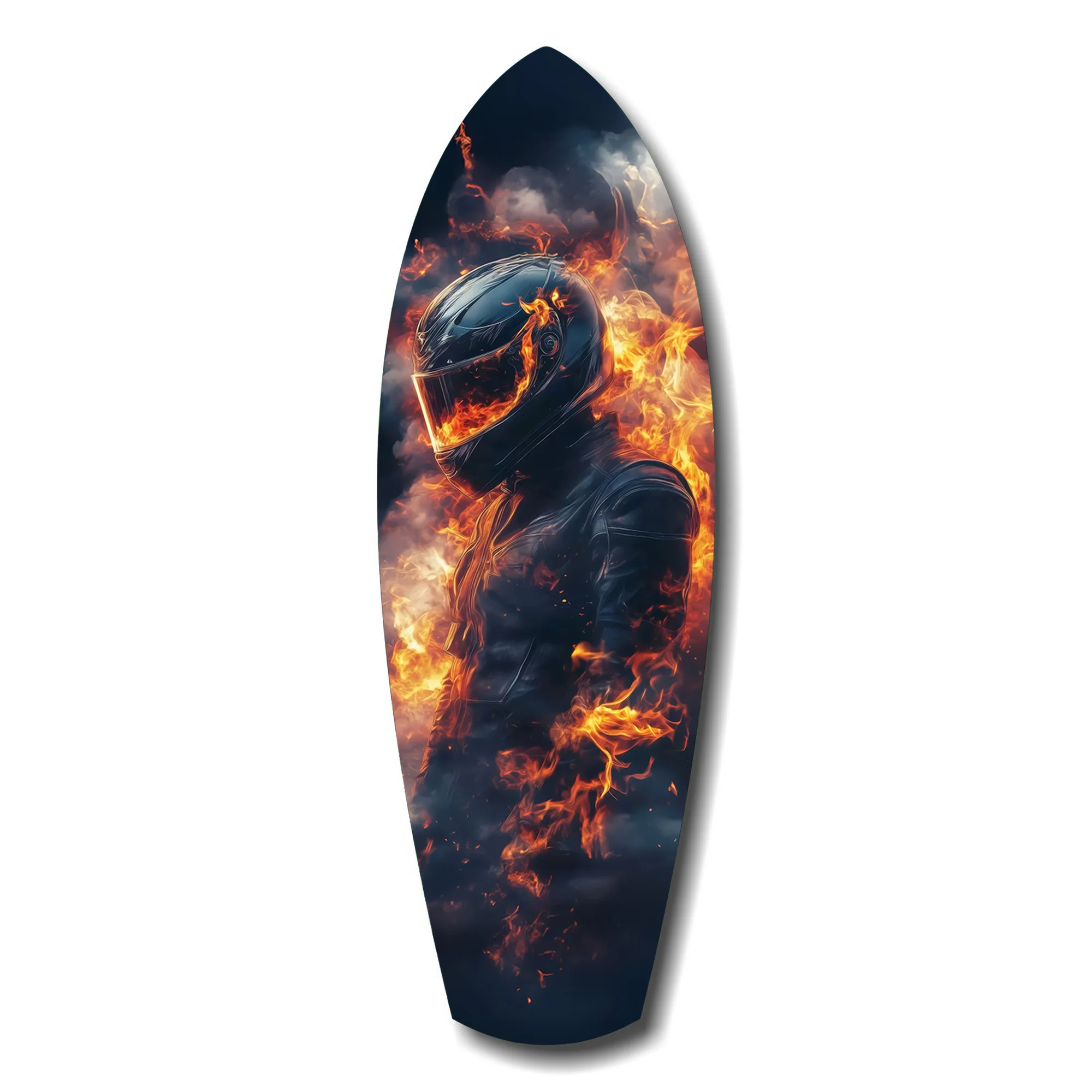 Flaming Helmet Motorcycle Rider Tempered Glass Wall Art - Image 7