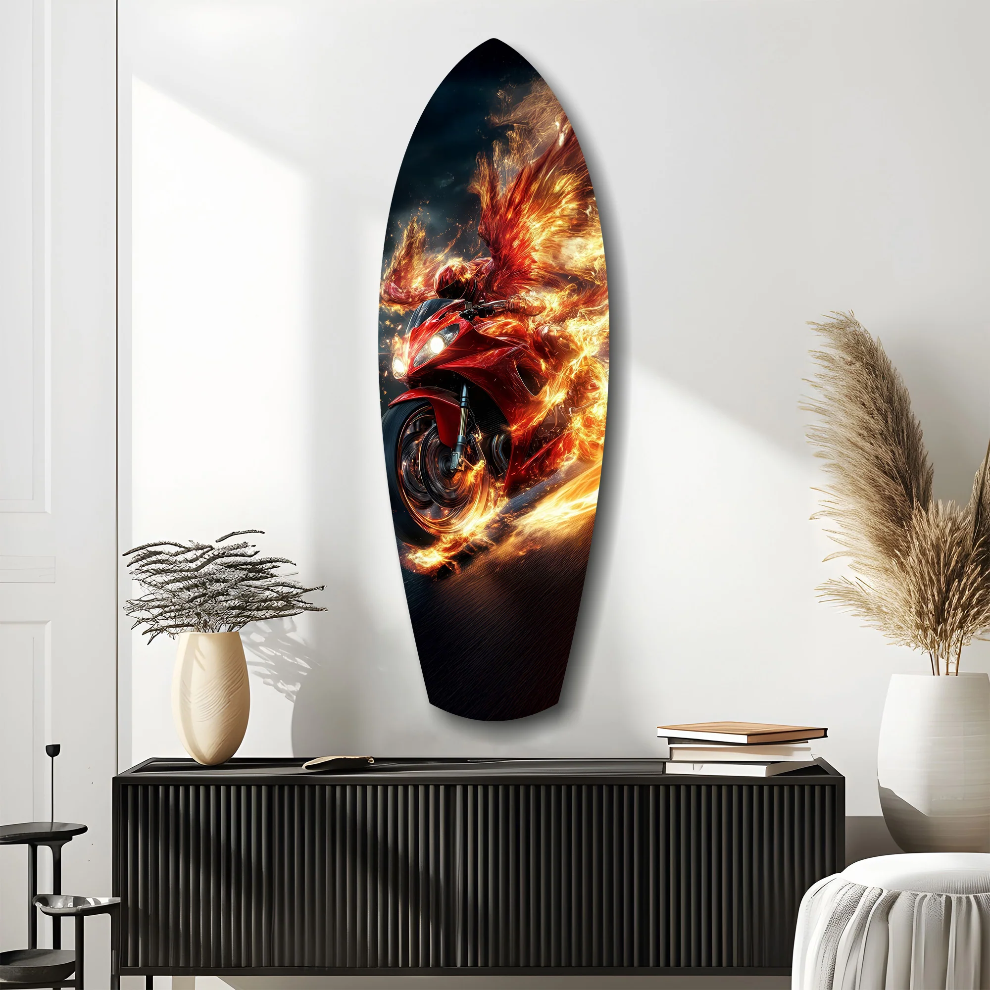 Phoenix Wings Motorcycle Fire Tempered Glass Wall Art - Image 10