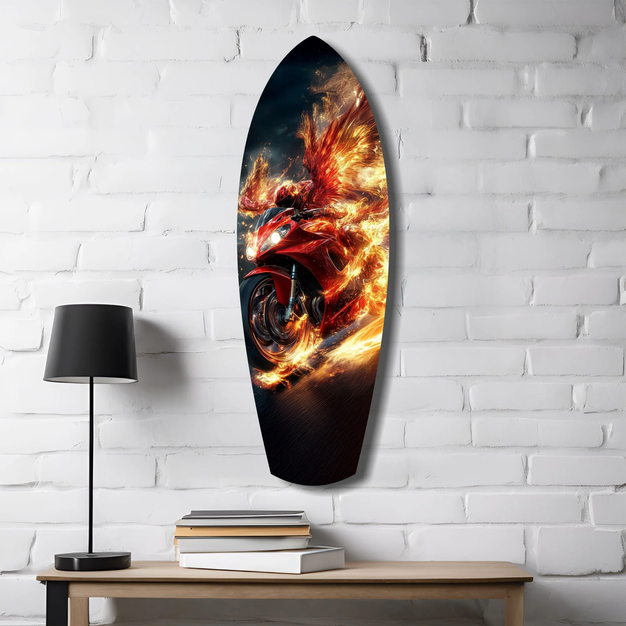 Phoenix Wings Motorcycle Fire Tempered Glass Wall Art - Image 4