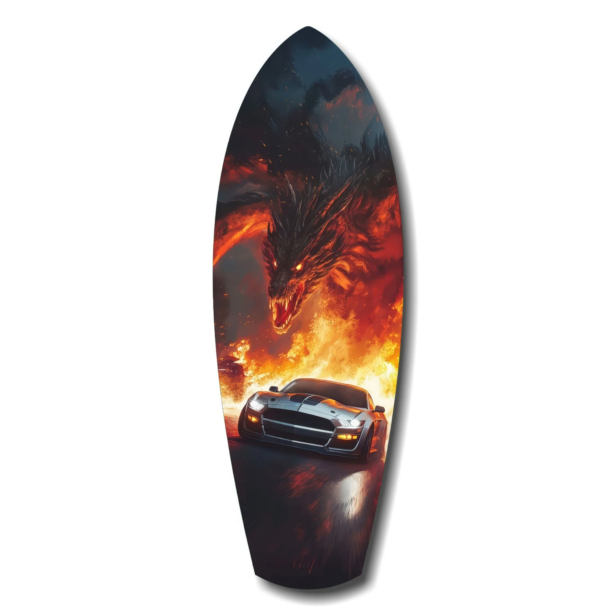 Dragon Sports Car Fire Tempered Glass Wall Art