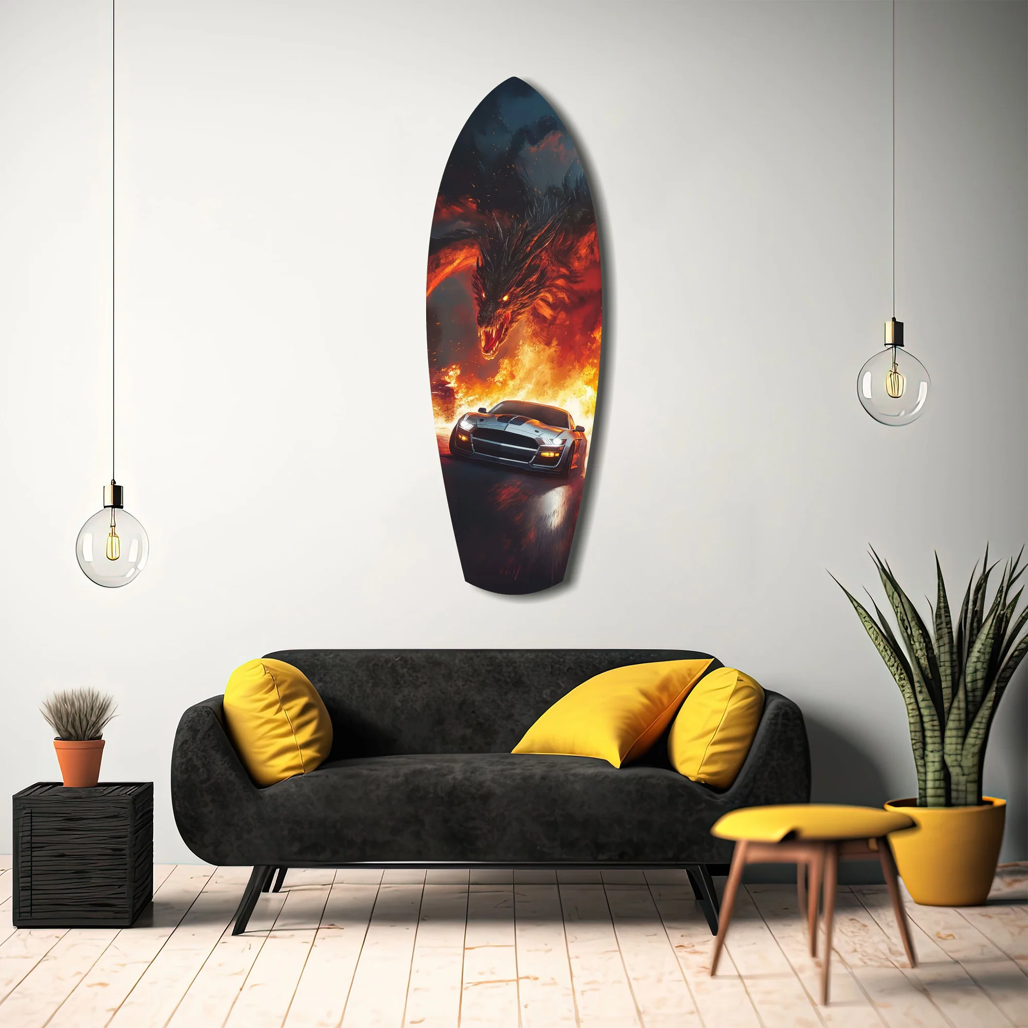 Dragon Sports Car Fire Tempered Glass Wall Art - Image 12