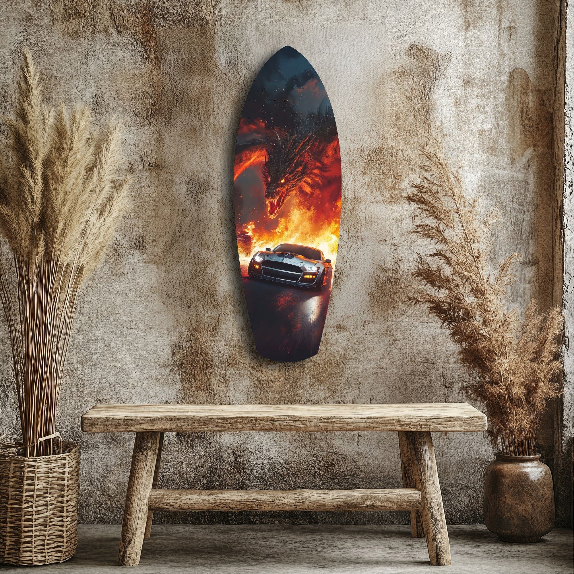 Dragon Sports Car Fire Tempered Glass Wall Art - Image 3